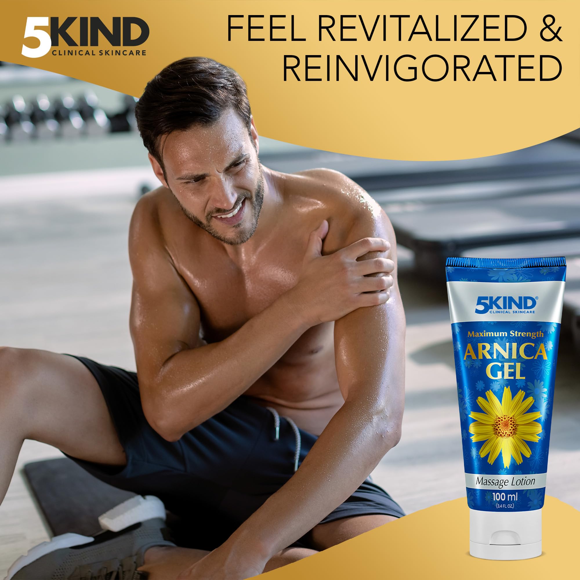 5kind Maximum Strength Arnica Bruise Gel 3.4 Fl Oz - Arnica Gel for Bruising and Swelling - Arnica Montana Gel with High Concentration Extract - Non-Greasy Formula 5kind clinical skincare uk supplements