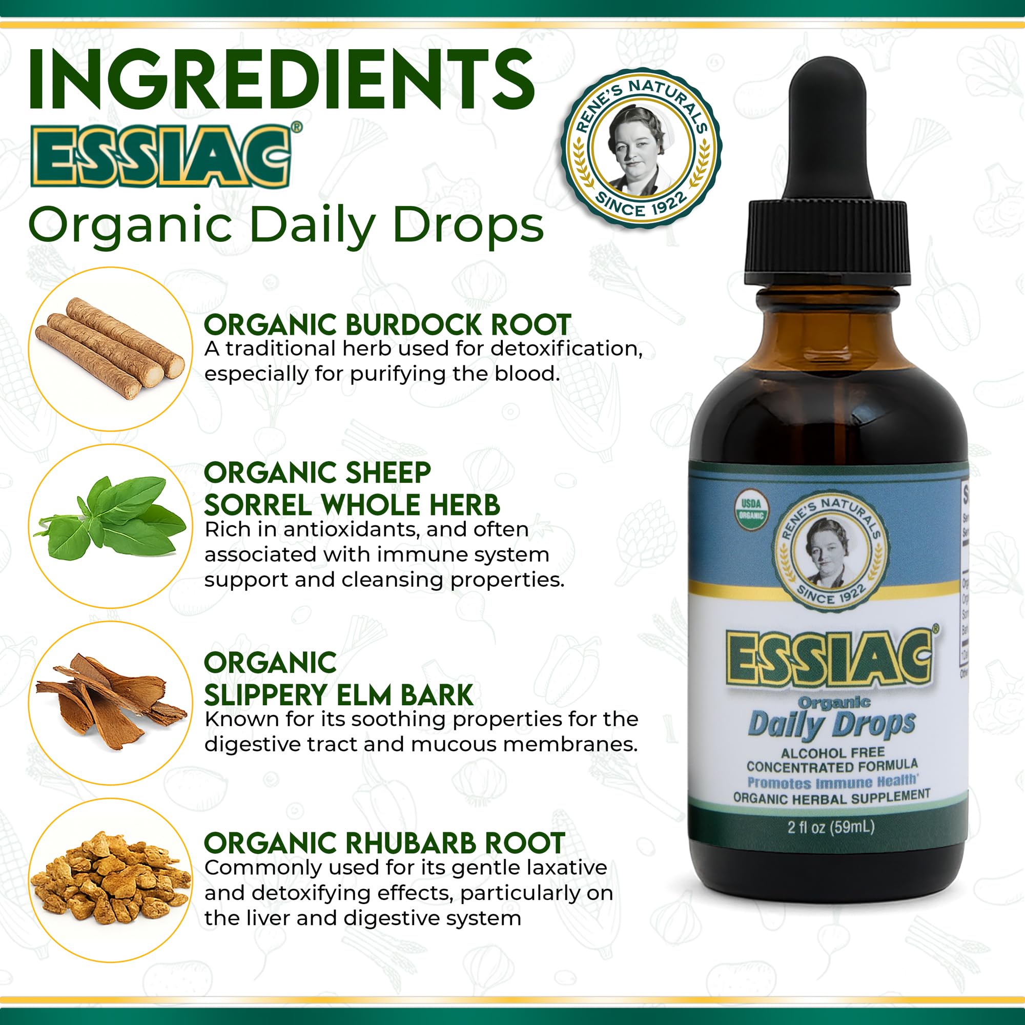 Essiac Original Tea USDA Organic Daily Drops for Enhanced Lymphatic Drainage and Immune Support | Alcohol Free Concentrated Formula | 2oz (59ml) Essiac uk supplements