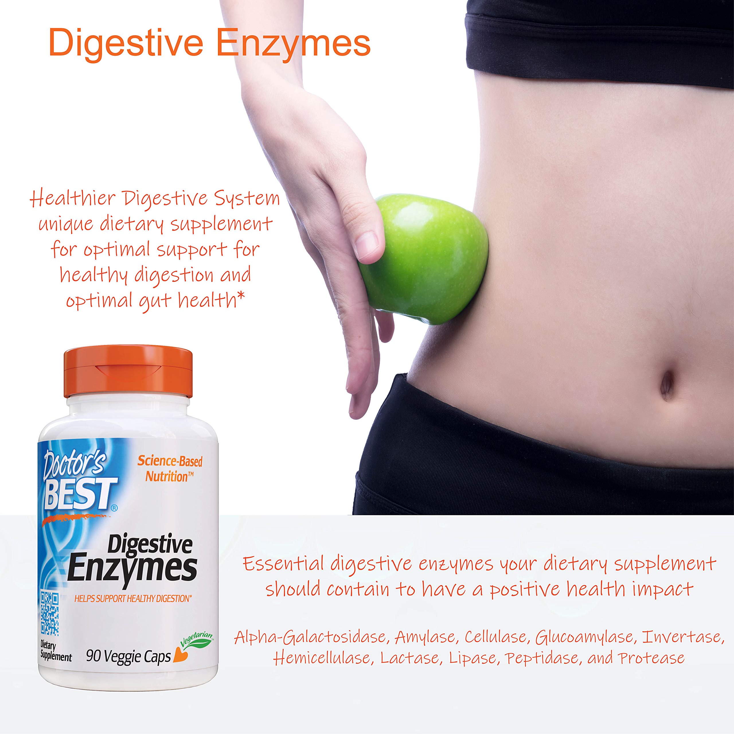 Doctor's Best Digestive Enzymes Non-GMO Vegetarian Gluten Free, 90 Cap Doctor's BEST uk supplements