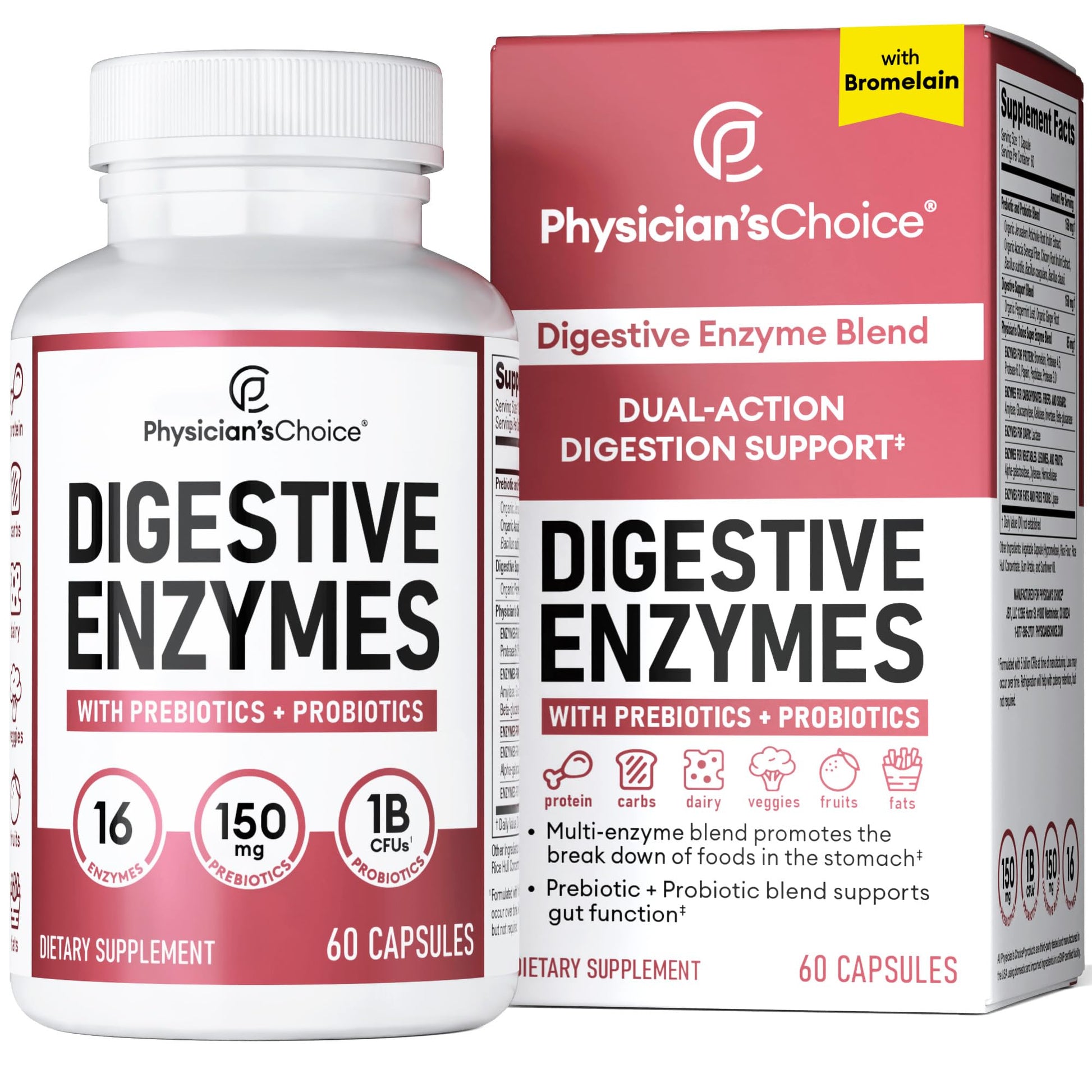 Physician's CHOICE Digestive Enzymes - Multi Enzymes, Bromelain, Organic Prebiotics Physician's CHOICE uk supplements