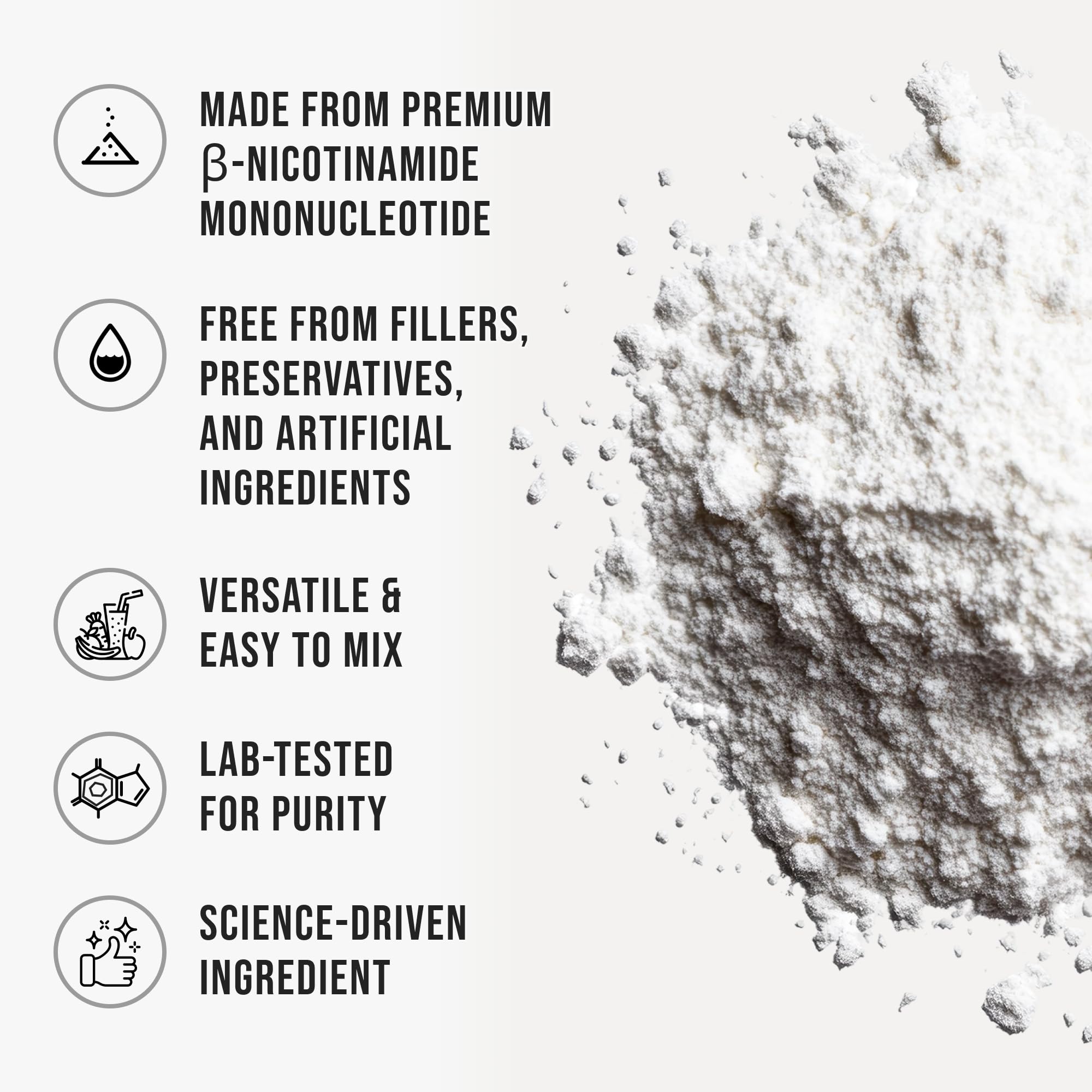 Pure NMN Powder Nicotinamide Mononucleotide Quick Dissolved NMN Supplement Powder 100% Unflavored NMN Supplement Supports NAD+ Levels Vegan Friendly Non-GMO, 90g WHYZ uk supplements