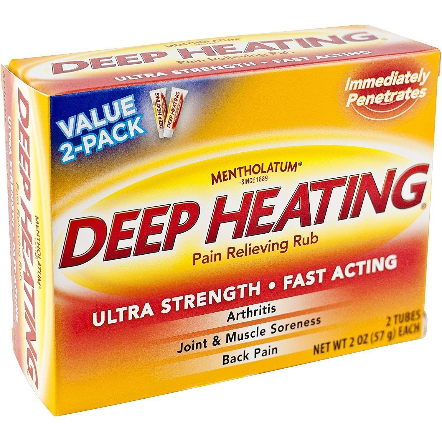 Mentholatum Deep Heating Pain Relieving Rub, Ultra Strength, 2 Tubes each, Pack of 5 Mentholatum uk supplements