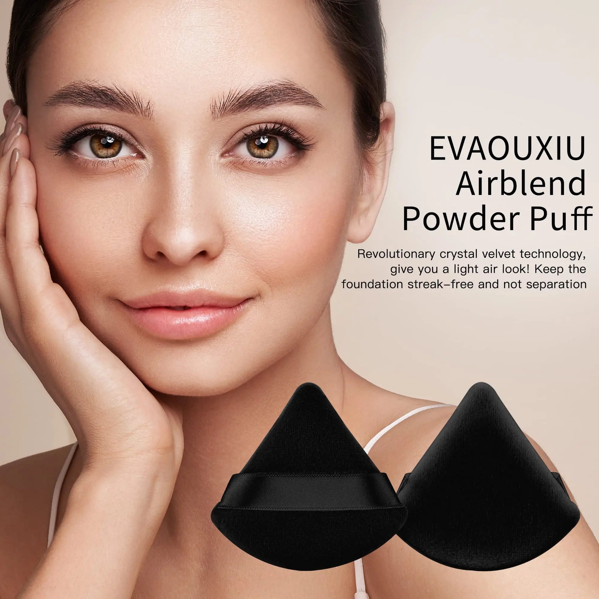 2 Pcs EVAOUXIU Triangle Powder Puff for Face Powder, Soft Plush Setting Makeup Puff, Velour Cosmetic Foundation Blender Sponge Beauty Makeup Tools (Black) EVAOUXIU uk supplements