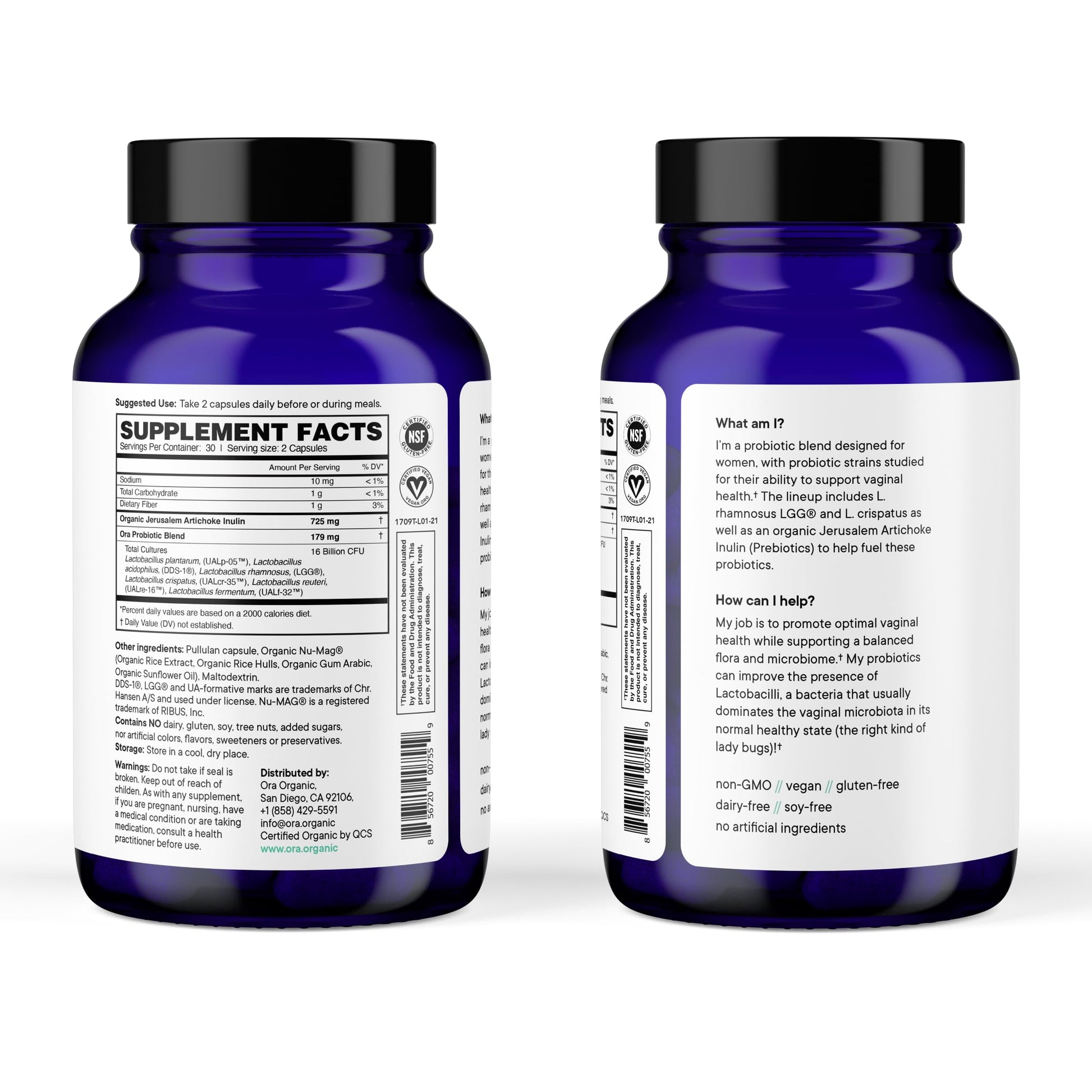 Ora Organic Prebiotics and Probiotics for Women - Lactobacillus for Vaginal and Urinary Tract Health, Contains 16 Billion CFU, 6 Strains - 1 Month Supply, 60 Vegan Probiotic Capsules Ora Organic uk supplements