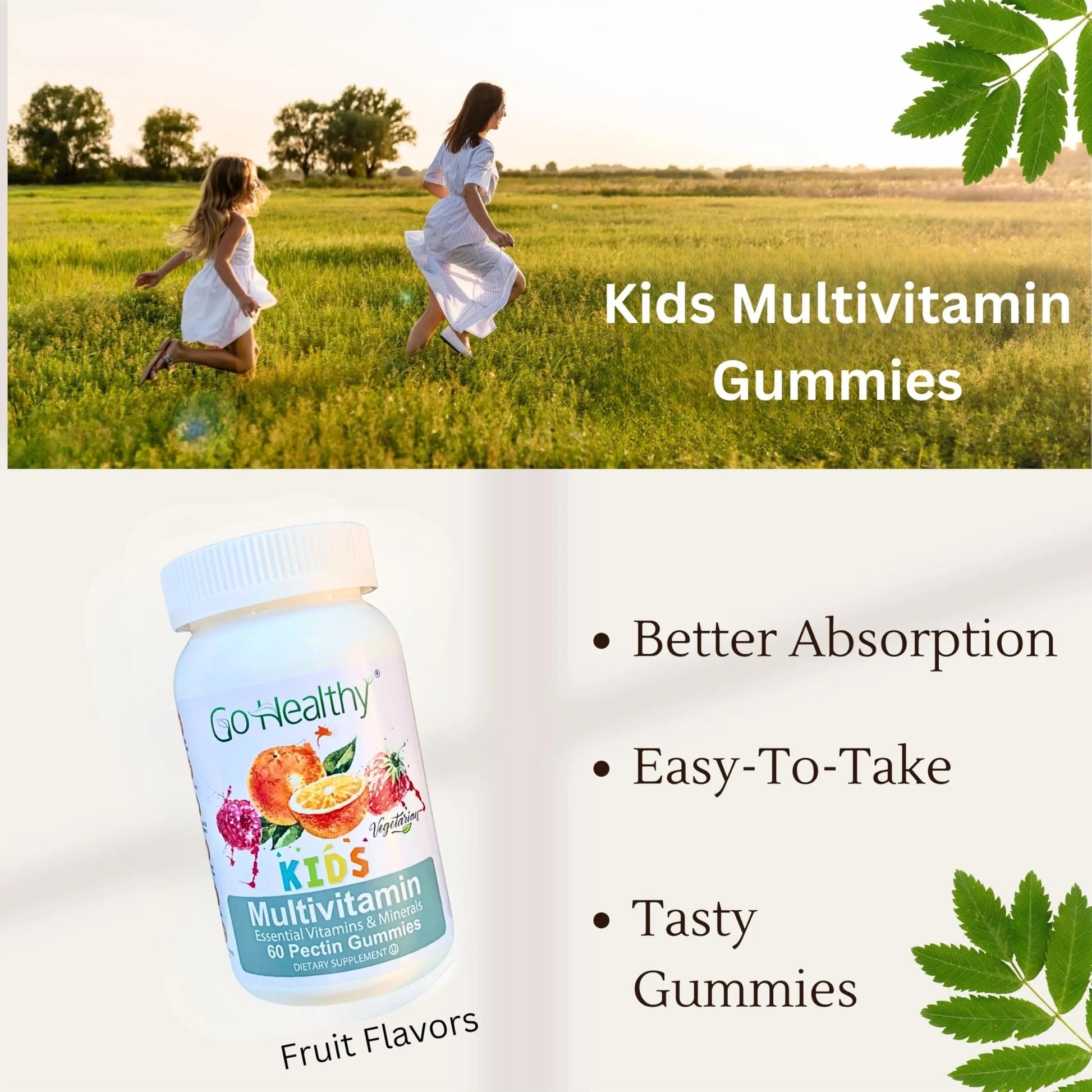 Go Healthy Kids Multivitamin Gummies, Immune Support, Kids Vitamin Gummies, Kosher Kid Vitamin, Halal Go Healthy Natural uk supplements