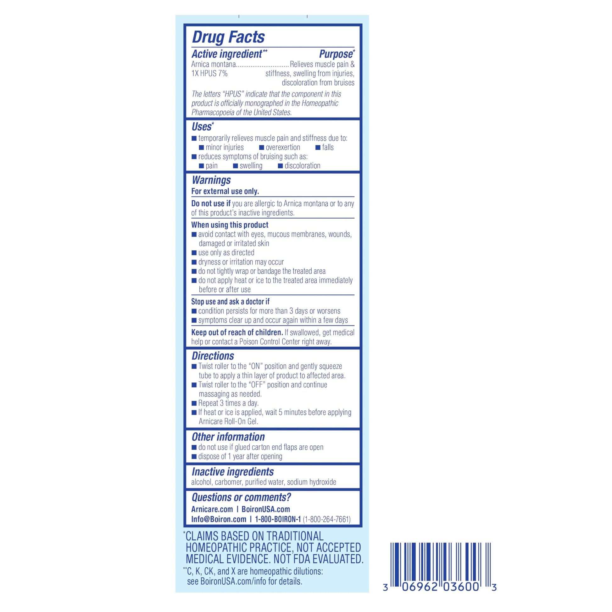 Boiron Arnicare Roll-On for Relief of Joint Pain, Muscle Pain, Muscle Soreness, and Swelling from Bruises or Injury - Cooling Metal Roller and Fragrance-Free - 1.5 oz Boiron uk supplements