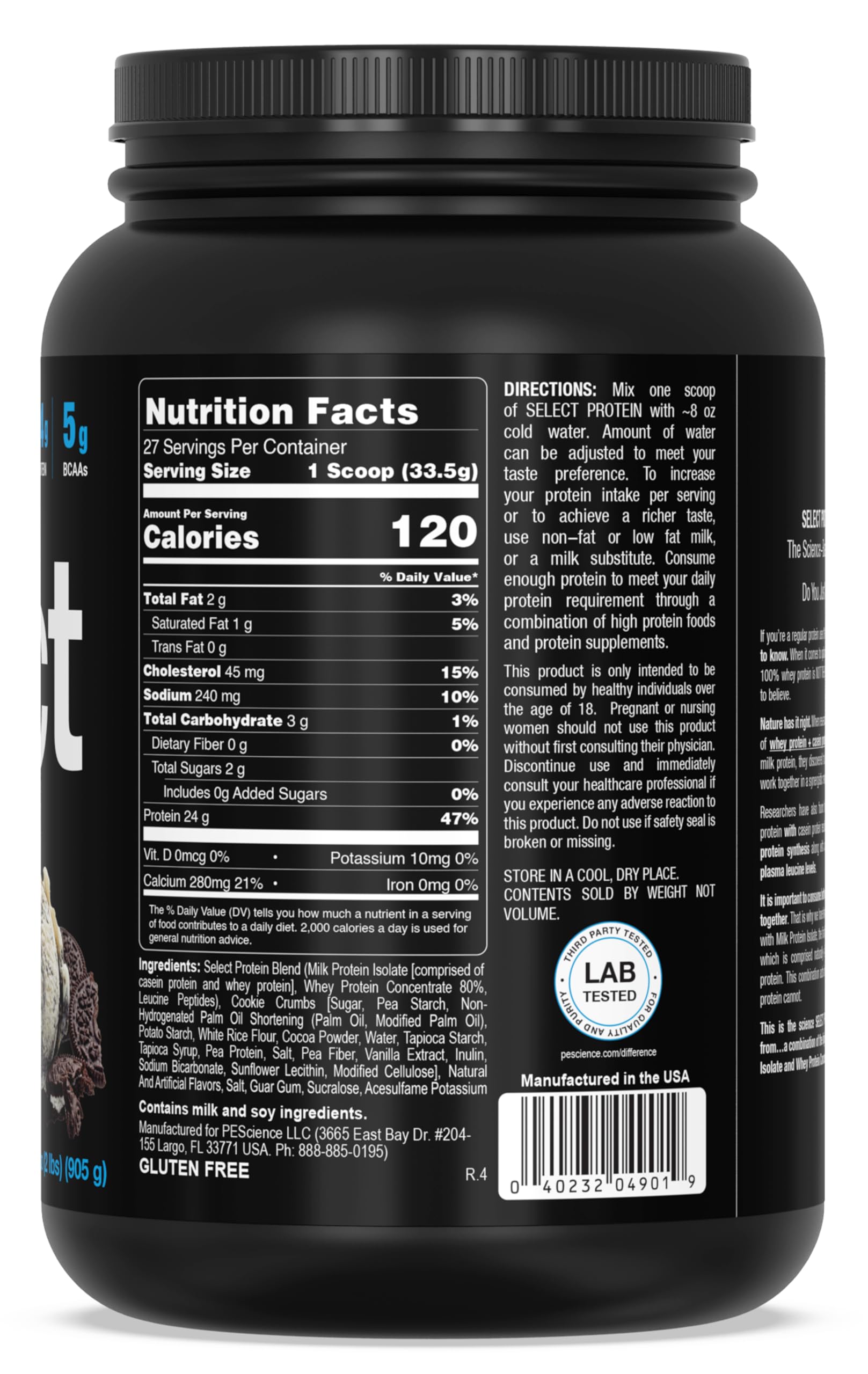 PEScience Select Protein, Cookies and Cream, 27 Serving, Premium Whey and Casein PEScience uk supplements