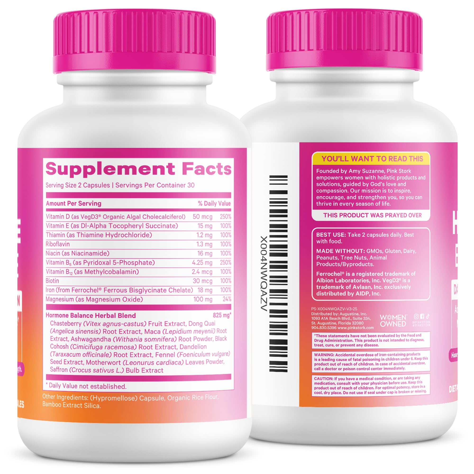 Pink Stork Hormone Balance Multivitamin for Women | 18-in-1 Vitex, Saffron, Ashwagandha, Magnesium | Mood, Energy, Cortisol, Adrenal Support | PMS, Perimenopause Support | 60 Vegan Capsules Pink Stork uk supplements