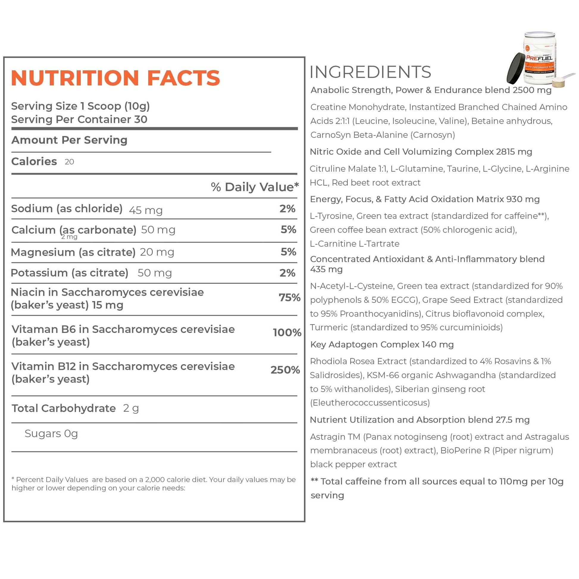 EnergyFirst Prefuel Pre-Workout Powder, Orange Flavor, Boost Energy, Creatine Monohydrate EnergyFirst uk supplements