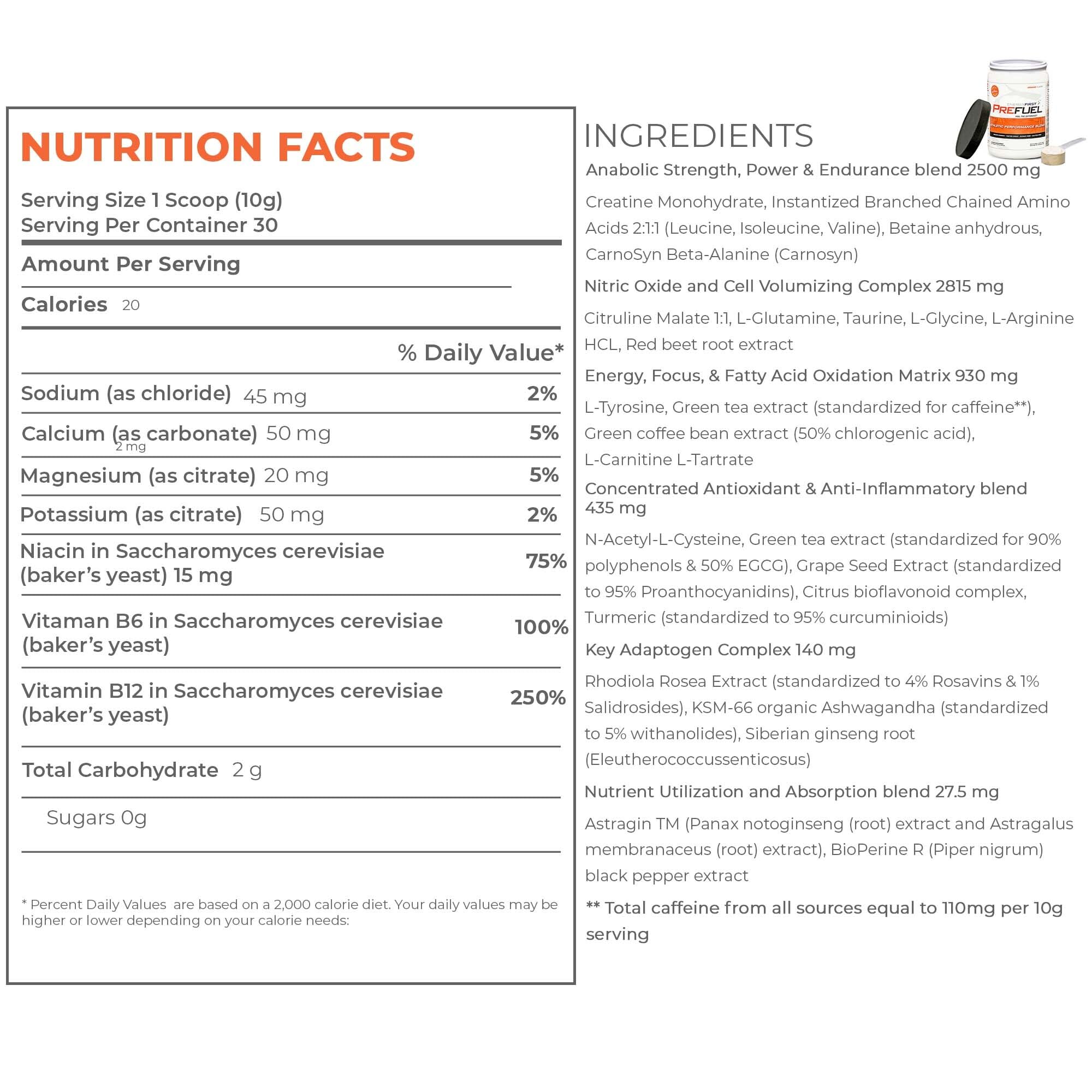 EnergyFirst Prefuel Pre-Workout Powder, Orange Flavor, Boost Energy, Creatine Monohydrate EnergyFirst uk supplements