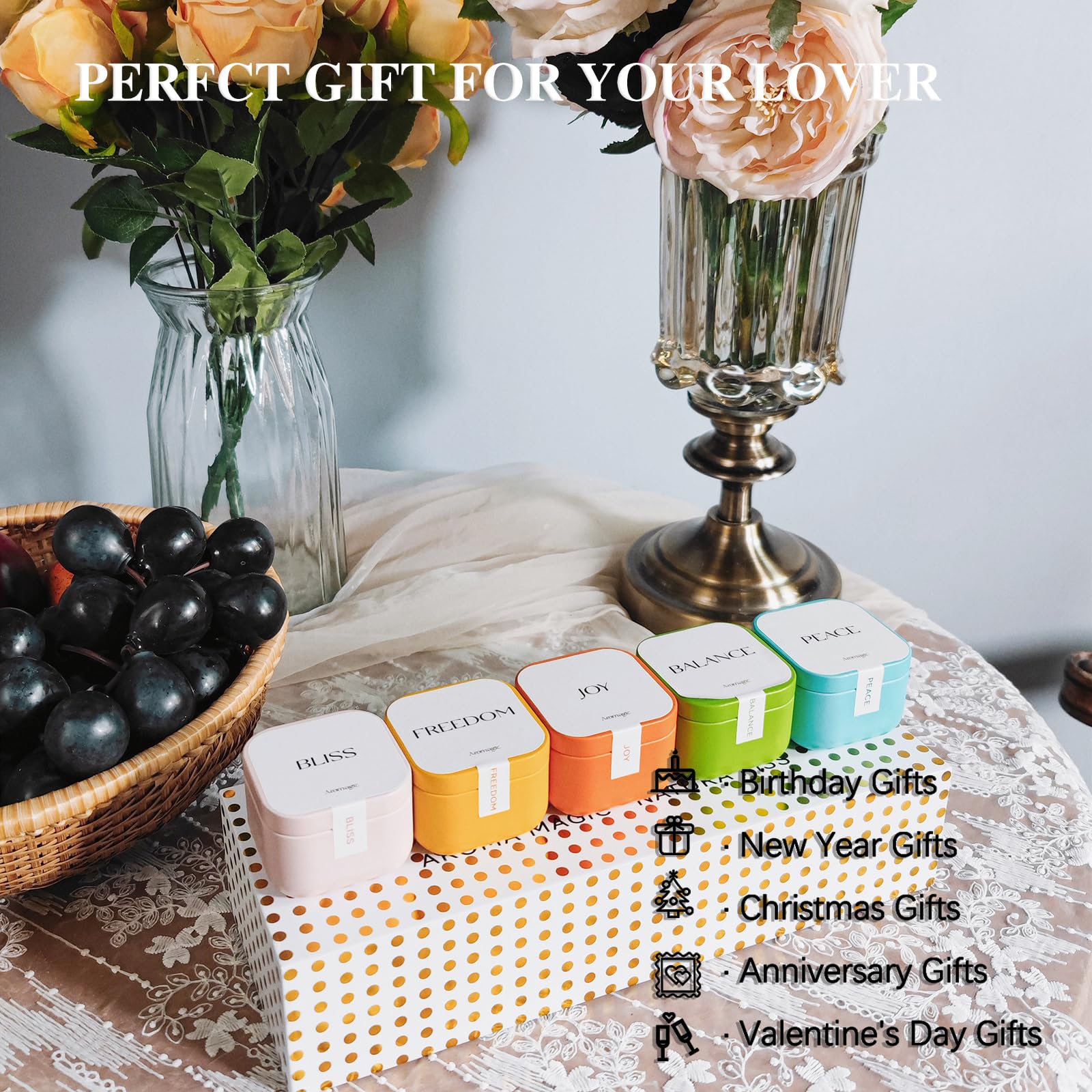 Aromagic 5 Pack Scented Candles Gift Set,Jar Candles Valentine's Day Gifts for Women aromagic uk supplements