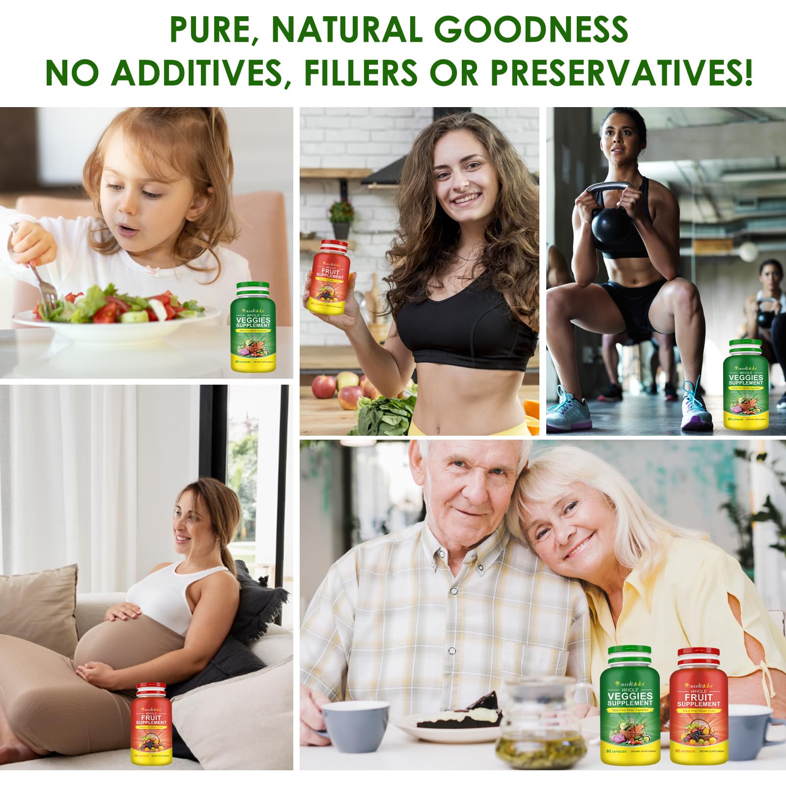 Fruits & Veggies Supplements - 2 Bottles 180 Total Vegetarian Capsules | BalanceNatural Vitamins Supplement Dietary Nutritional Balance,Lngredients Blended Vitamin & Mineral Whole Food Supplement Ruduwu uk supplements