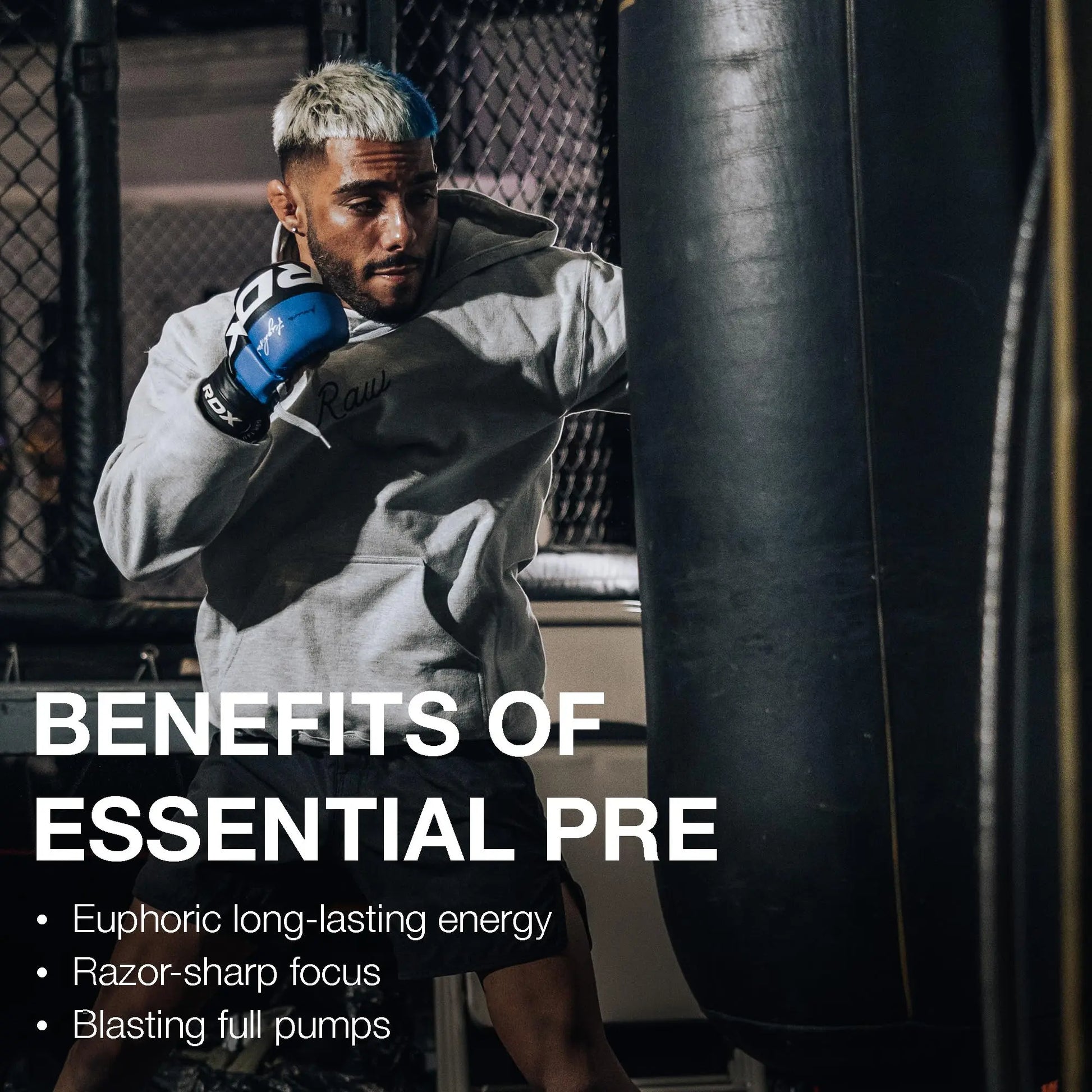 RAW Essential Pre-Workout Powder (Fruit Burst) - Chris Bumstead Sports Nutrition Supplement for Men & Women - Preworkout Energy Powder with Caffeine RAW uk supplements