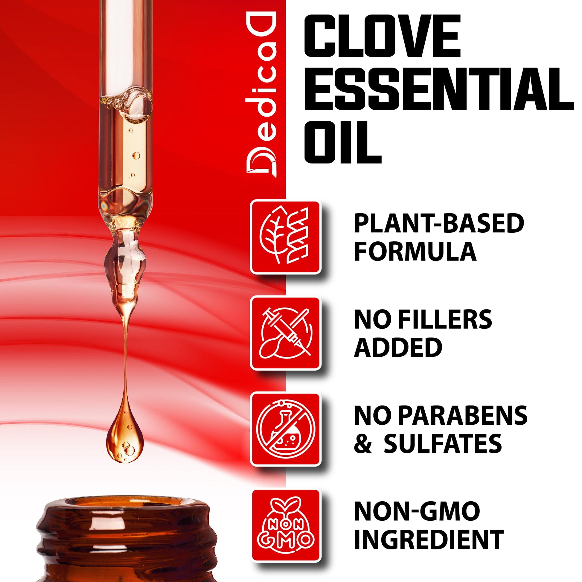 DEDICAD - 1 FL Oz - 30ml - Clove Essential Oil Supplement – for Toothache, Oral Care, Skin & Hair – Clove Oil Organic DEDICAD uk supplements