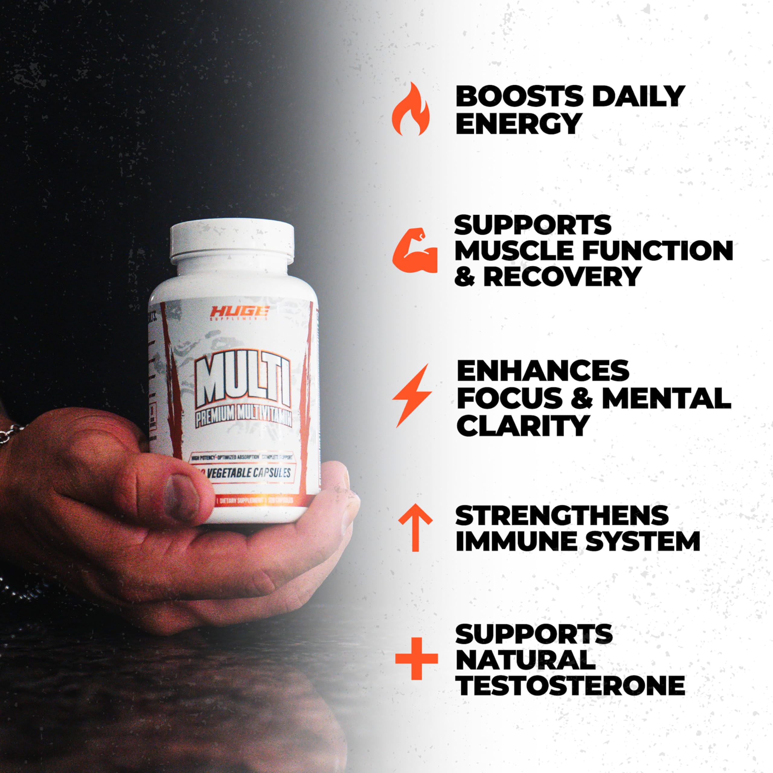 Huge Multi, Multivitamin for Men, High-Performance All-in-One Formula for Athletes & Bodybuilding, Vitamin & Mineral Replenishment, Supports Immune System & Healthy Hormone Levels (120 Capsules) Huge Supplements uk supplements