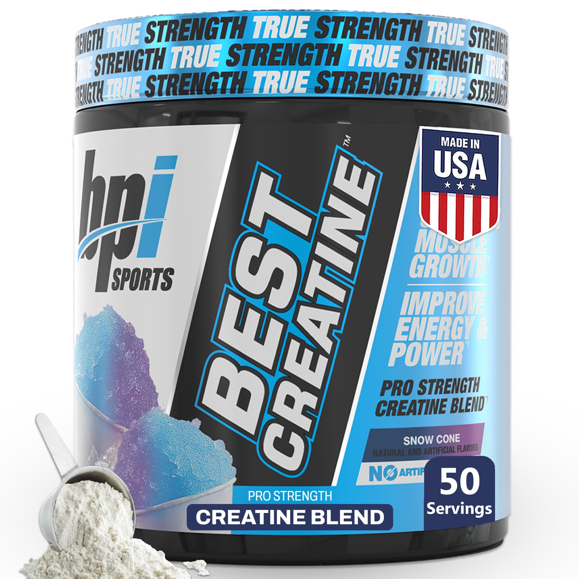 BPI Sports Best Creatine - Creatine Monohydrate Powder for Men & Women, Himalayan Salt - Strength, Pump, Endurance, Muscle Growth, Muscle Definition - No Bloat - Snow Cone - 50 servings - 10.58 Oz BPI Sports uk supplements