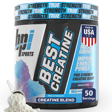 BPI Sports Best Creatine - Creatine Monohydrate Powder for Men & Women, Himalayan Salt - Strength, Pump, Endurance, Muscle Growth, Muscle Definition - No Bloat - Snow Cone - 50 servings - 10.58 Oz BPI Sports uk supplements