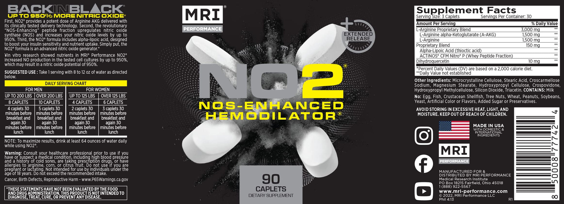 MRI Performance NO2 Nitric Oxide Original Formula All Day Perpetual Pump, Stim-Free MRI uk supplements