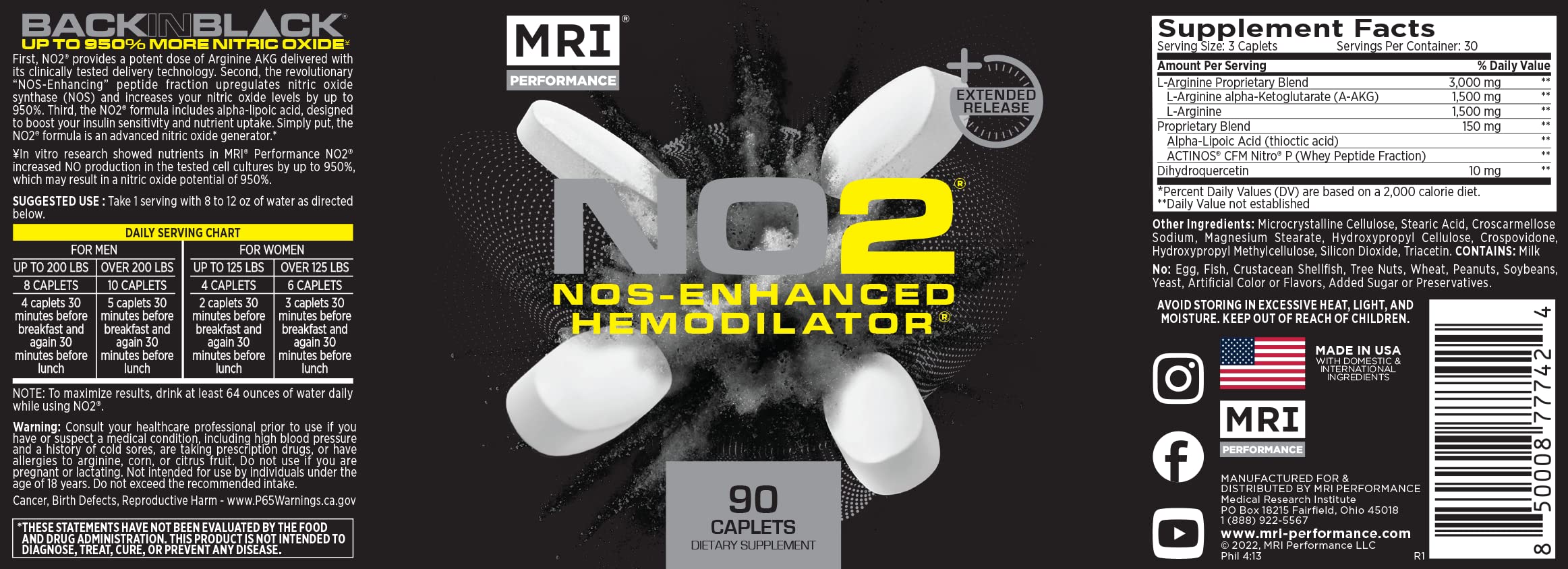 MRI Performance NO2 Nitric Oxide Original Formula All Day Perpetual Pump, Stim-Free MRI uk supplements