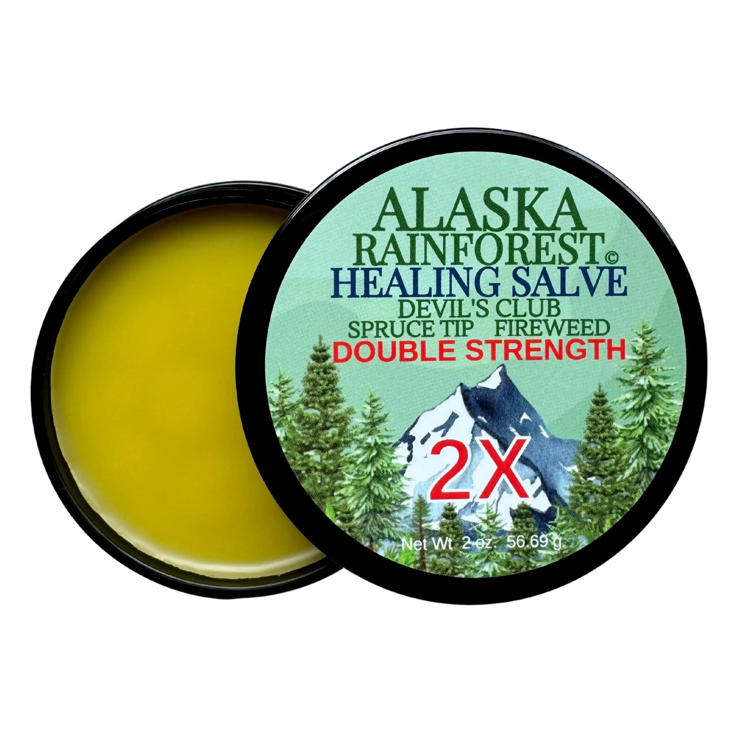 Snowy Summit Alaska Rainforest 2X Salve - Salve for Dry Skin & Joint Relief - Natural Super Salve for Soothing Skin with Gentle Aroma - Body & Hand Salve - Muscle Rub with Alaskan Devil’s Club Oil Snowy Summit uk supplements