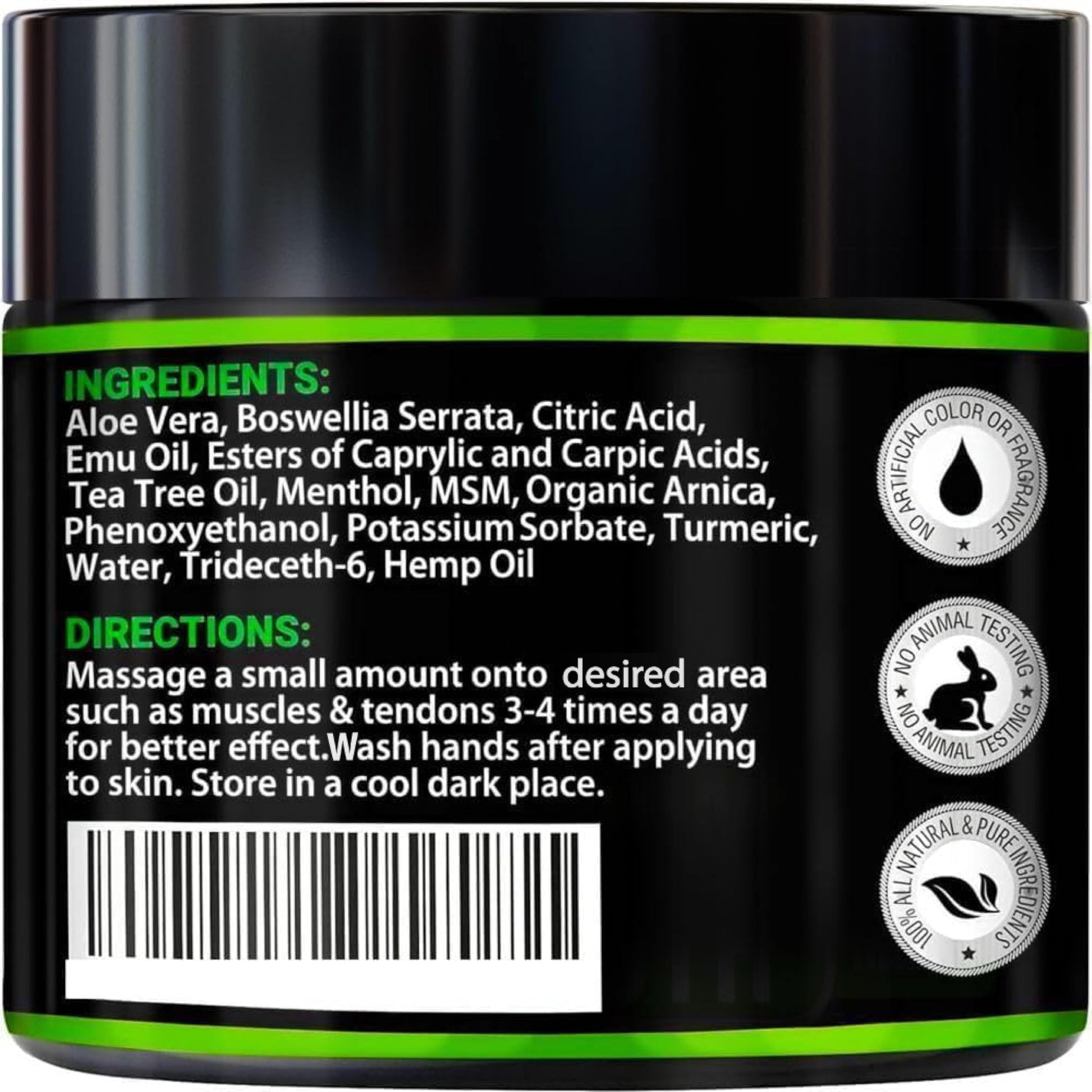 Hemp Cream - Maximum Strength - Natural Hemp Oil Extract Gel Rub with MSM - Glucosamine - Arnica - Turmeric - Maximum Strength - Formulated in USA - 3.9 oz Arvesa uk supplements
