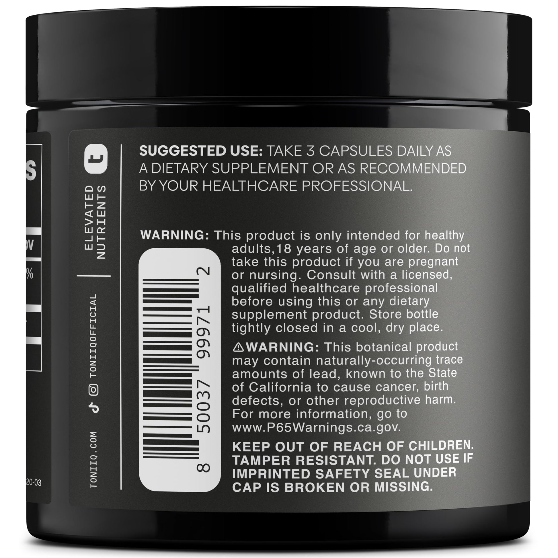 Toniiq 1500mg Ultra High Purity Ca AKG Supplement - 99%+ Highly Purified and Bioavailable Calcium Alpha-Ketoglutarate - Calcium AKG Longevity Supplement - 120 Ca-AKG Vegetarian Capsules Toniiq uk supplements