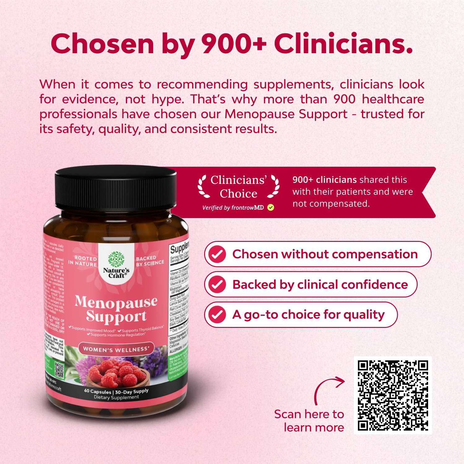 Complete Herbal Menopause Supplement for Women - Female Hormone Balance Capsules for Night Sweats Hot Flashes & Mood Swings with Dong Quai, Chaste Berry & Black Cohosh Root - 60 Count Natures Craft uk supplements