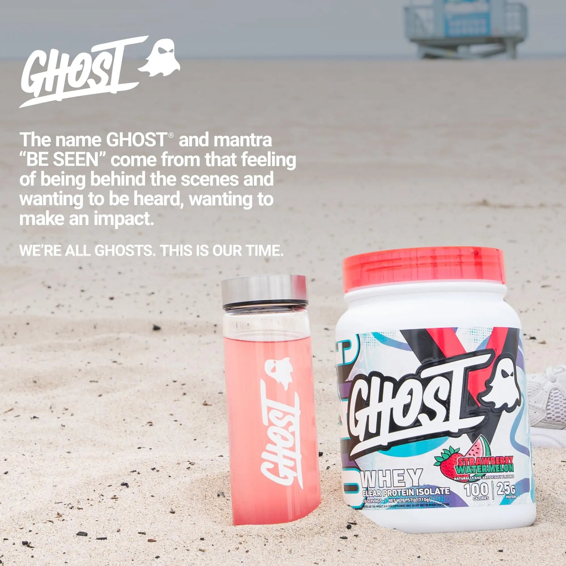 GHOST Clear Whey Isolate Protein Powder, Strawberry Watermelon - 1.57 LB Tub, 25G of Whey Protein - Post Workout Drink for Muscle Gain & Recovery – Sugar Free, Soy Free & Zero Fat, 20 Servings GHOST uk supplements