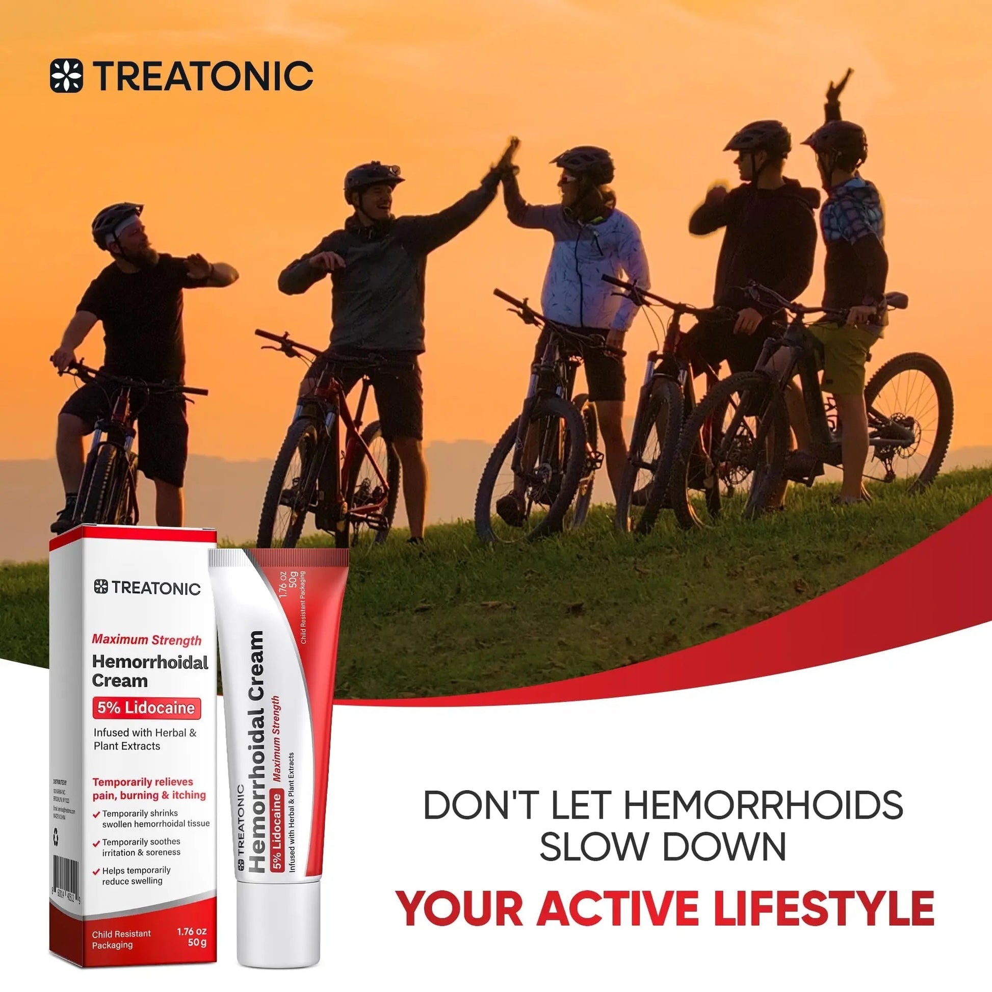 Treatonic Hemorrhoid Treatment Cream: 5% Lidocaine Hemorrhoid Cream for Numbing Relief of Pain, Burning, Itching, Discomfort, & Swelling - Fissure & Hemorrhoids - 1.76 oz Treatonic uk supplements