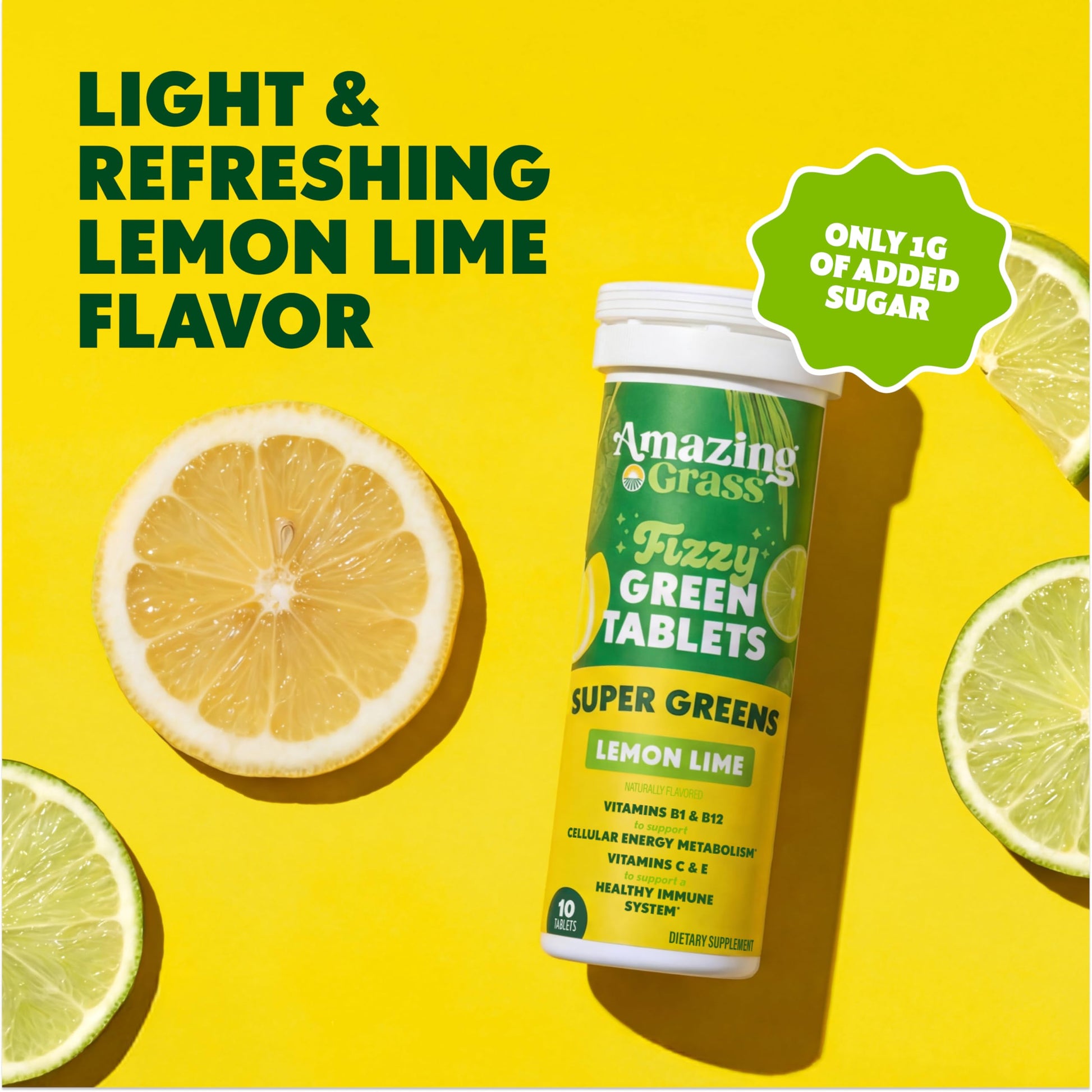 Amazing Grass Effervescent Tablets: Green Superfood Water Flavoring Tablet with Antioxidants & Alkalizing Greens, Lemon Lime, 60 Count Amazing Grass uk supplements