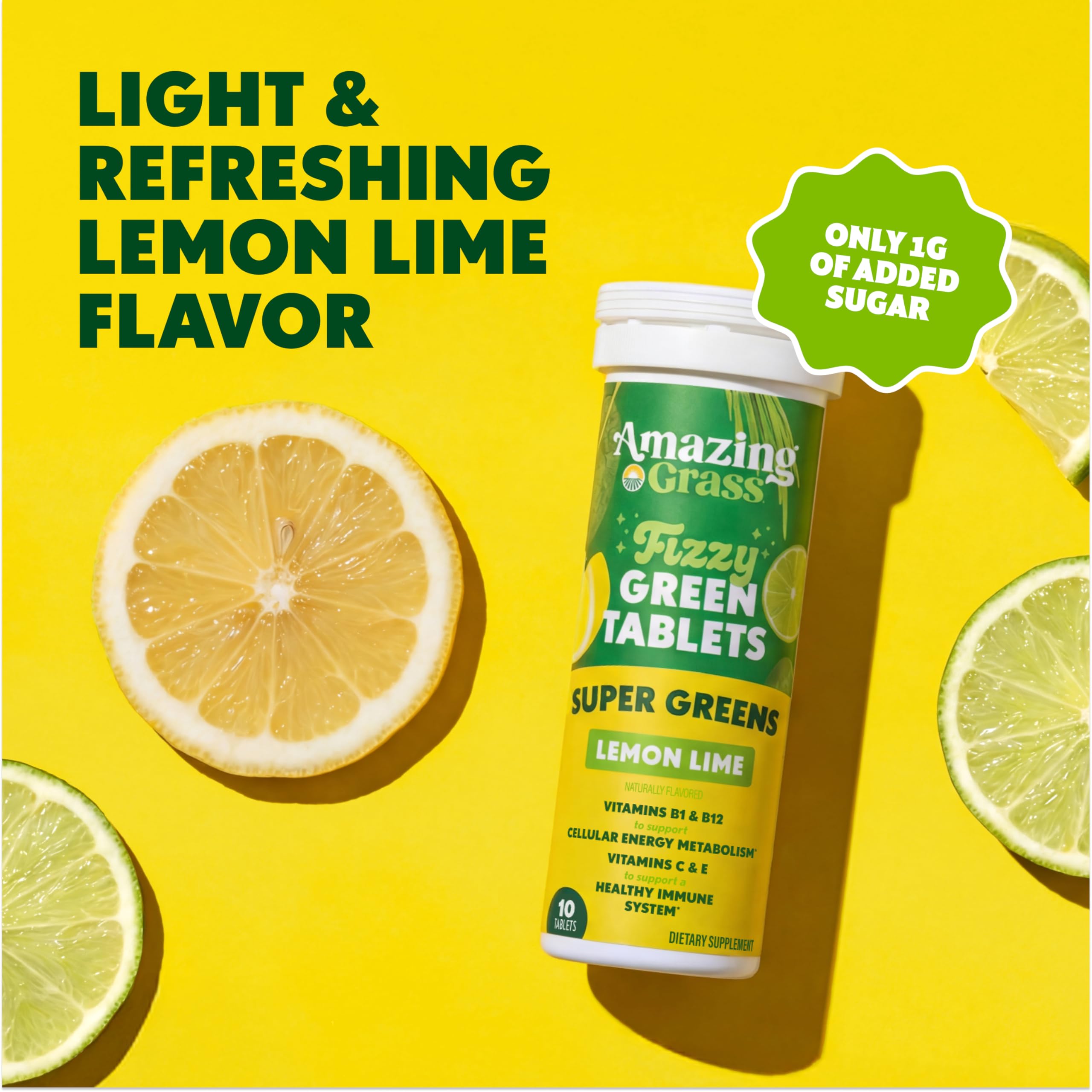Amazing Grass Effervescent Tablets: Green Superfood Water Flavoring Tablet with Antioxidants & Alkalizing Greens, Lemon Lime, 60 Count Amazing Grass uk supplements