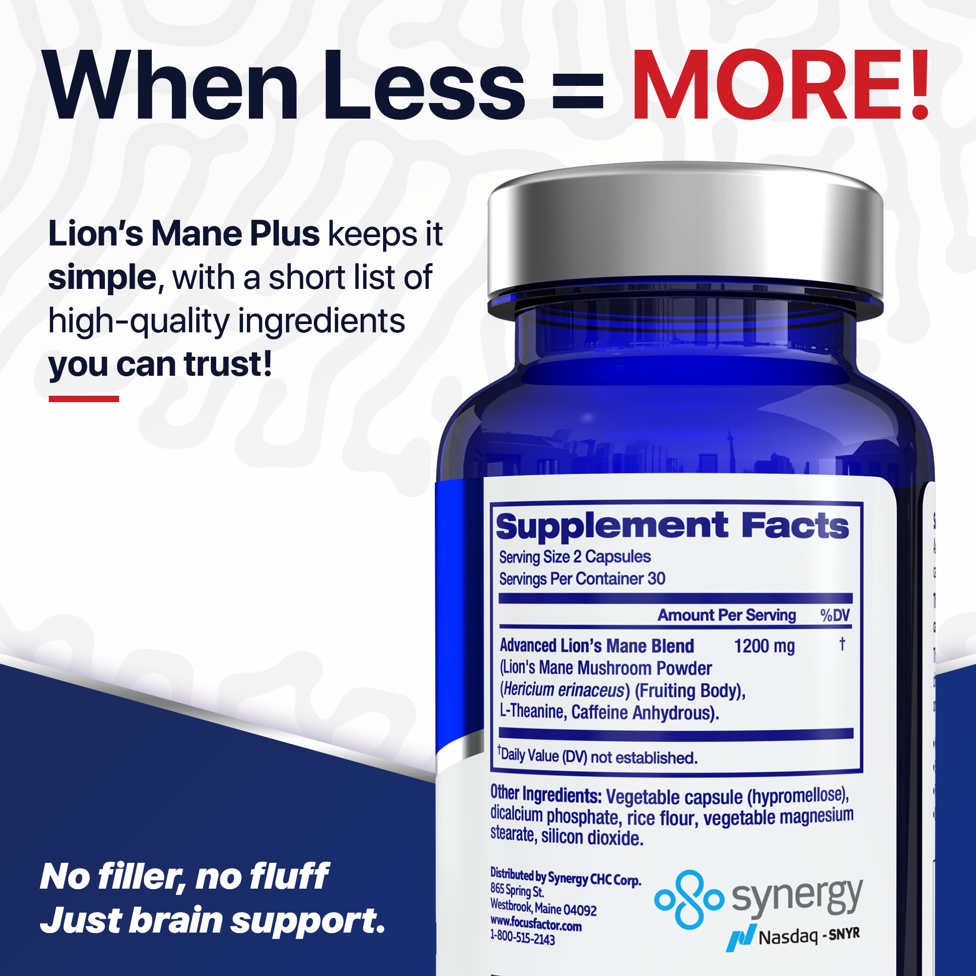 Focus Factor Lions Mane Plus, Advanced Nootropic with L-Theanine, Caffeine, Focus and Energy (60 Count) Focus Factor uk supplements