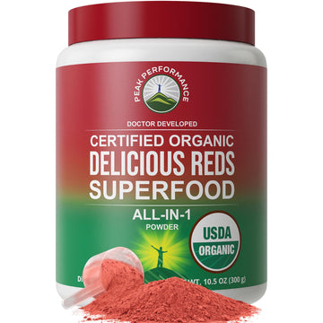Peak Performance Organic Reds Superfood Powder, Best Tasting Organic Red Juice Super Food w/ 25+ All Natural Ingredients & Polyphenols, Vital for Max Energy and Detox. Raspberry, Elderberry, Beetroot Peak Performance uk supplements
