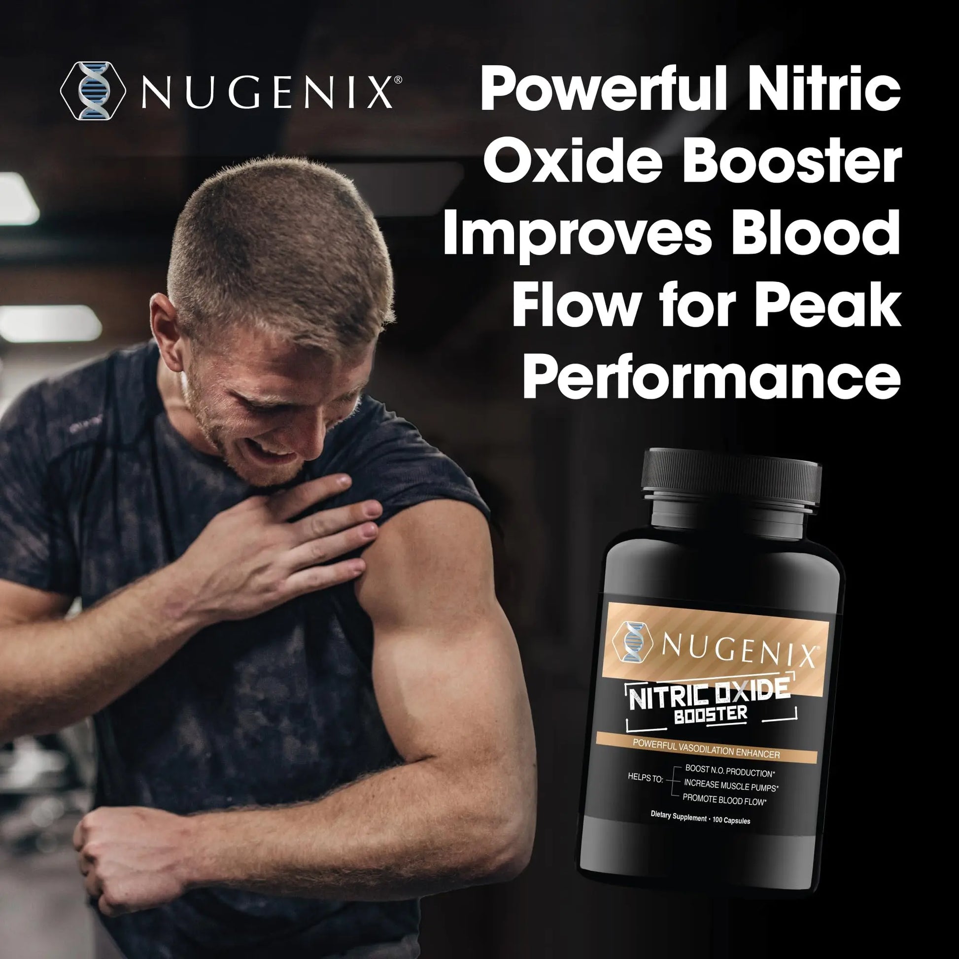 Nugenix Nitric Oxide Booster Supplement - Nitric Oxide Flow, L-Arginine, L-Citrulline, Pine Bark Extract - Vasodilator - 100 Capsules Nugenix uk supplements
