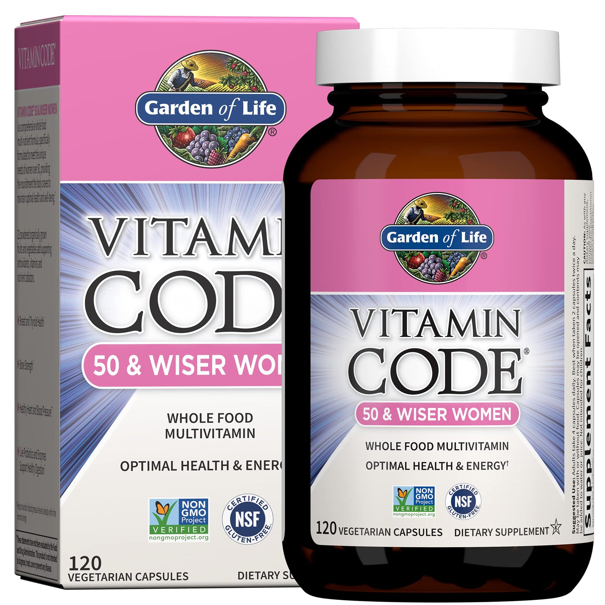 Garden of Life Vitamin Code Multivitamin for Women 50 & Over, B Vitamins, A, C, D3, E & K, CoQ10, Probiotics & Enzymes, for Women 50 Plus, 120 Capsules Garden of Life uk supplements
