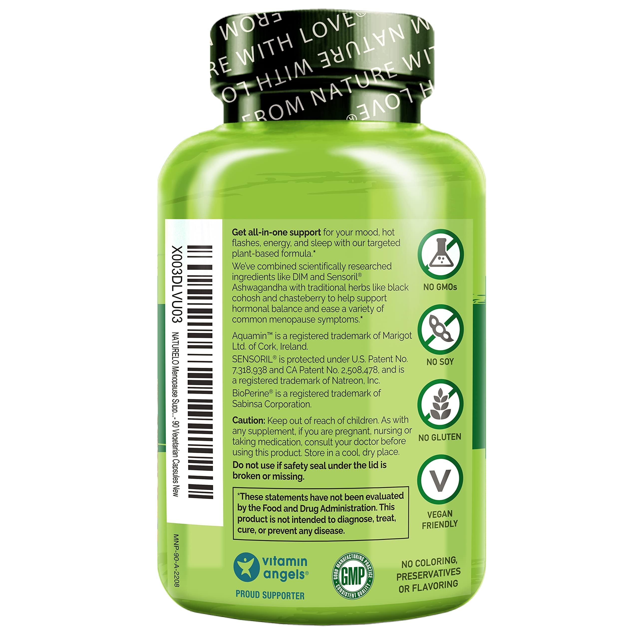 NATURELO Menopause Supplements for Women, Herbal Blend with Black Cohosh for Menopause Hot Flashes Advanced Estrogen Multi-Symptom Formula 90 Capsules NATURELO uk supplements