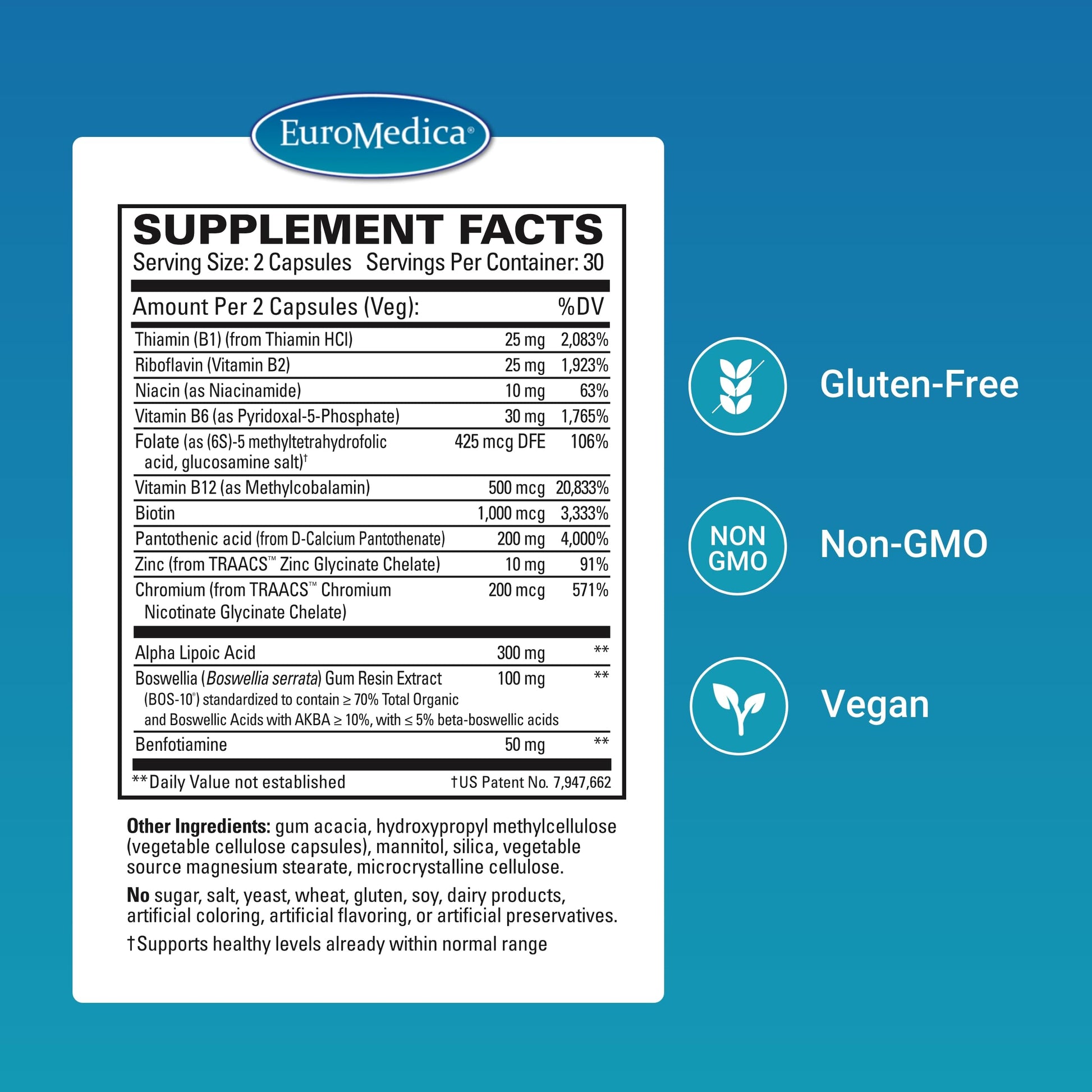 EuroMedica Nerve Complex - Herbal Supplement with Bioactive Vitamin B12 - Circulation & Nerve Health Support Supplement - Vegan Capsules with Boswellia Serrata - 60 Capsules EuroMedica uk supplements
