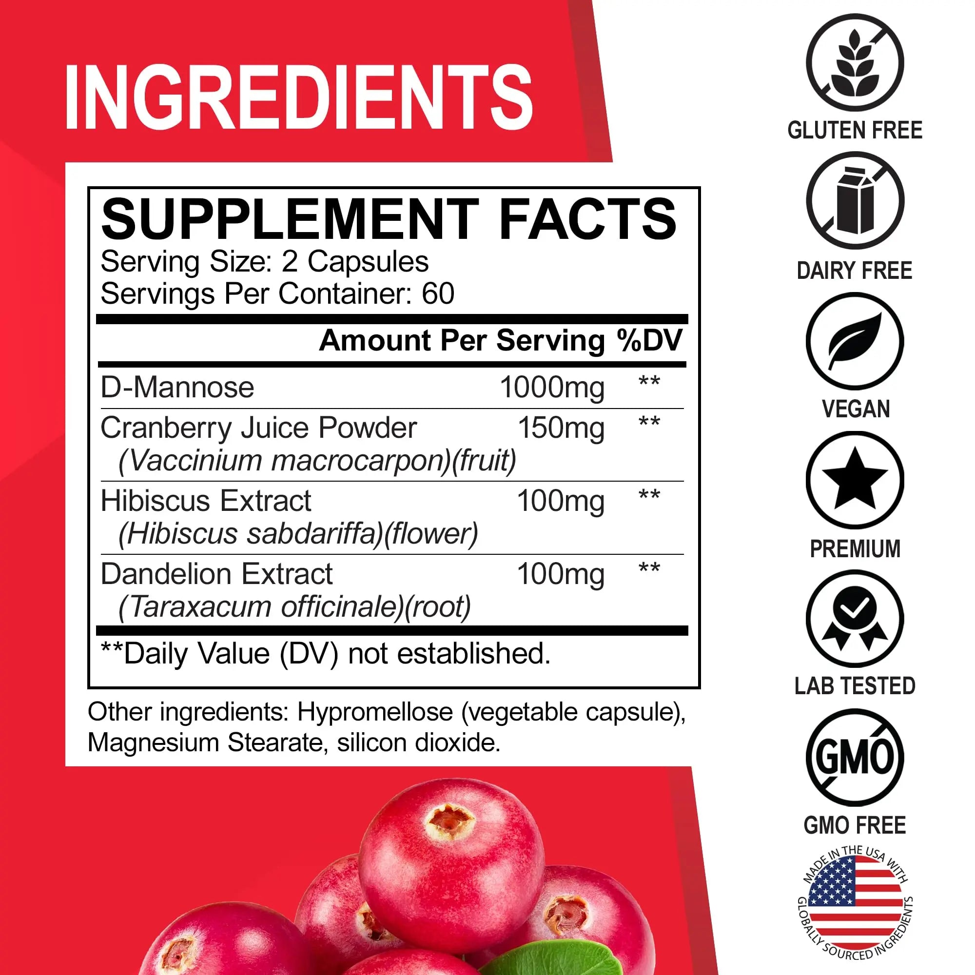 D Mannose Supplements for Women Pills - Natural D-Mannose 500mg Capsules, Cranberry DMannose Pills 1000mg Per Serving - Bladder Flush & Urinary Tract Cleanse Health Supplement - 120 Veg Capsules DR. BO uk supplements