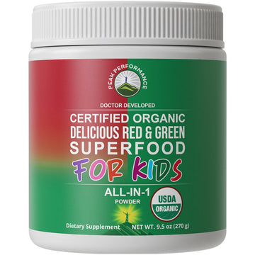 Kids Greens and Reds Superfood Powder. Best Tasting Organic Vegan Super Food Juice with 25+ Real Fruits and Vegetables. Gluten Free Real Food Vitamins. Green and Red Superfoods Supplement for Children Peak Performance uk supplements