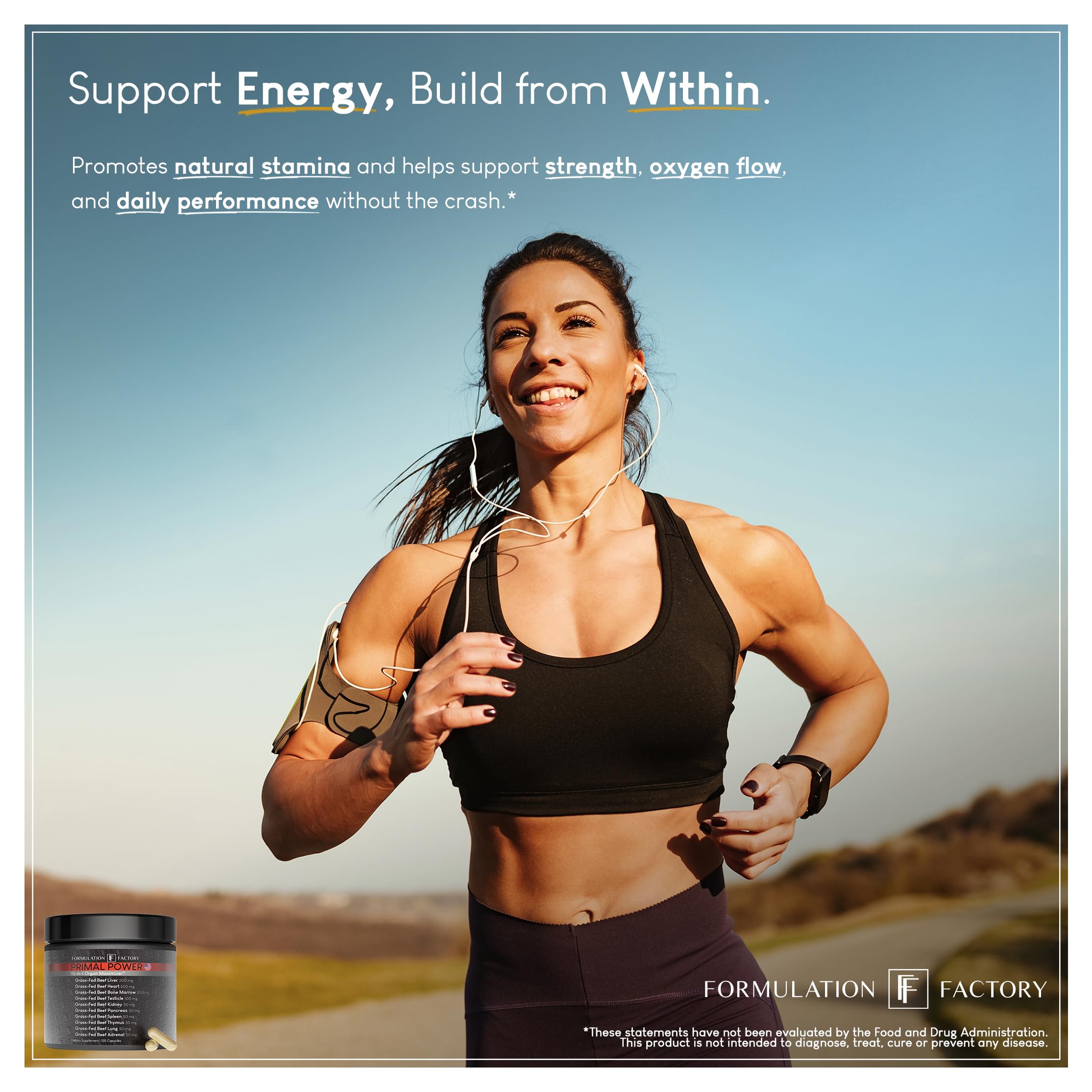 Formulation Factory Primal Power 10-in-1 Beef Organ Supplement - Grass Fed Beef Liver Capsules with Heart, Bone Marrow, Kidney, Testicle - Freeze Dried Organ - 120 Capsules, 2 Month Supply Formulation Factory uk supplements
