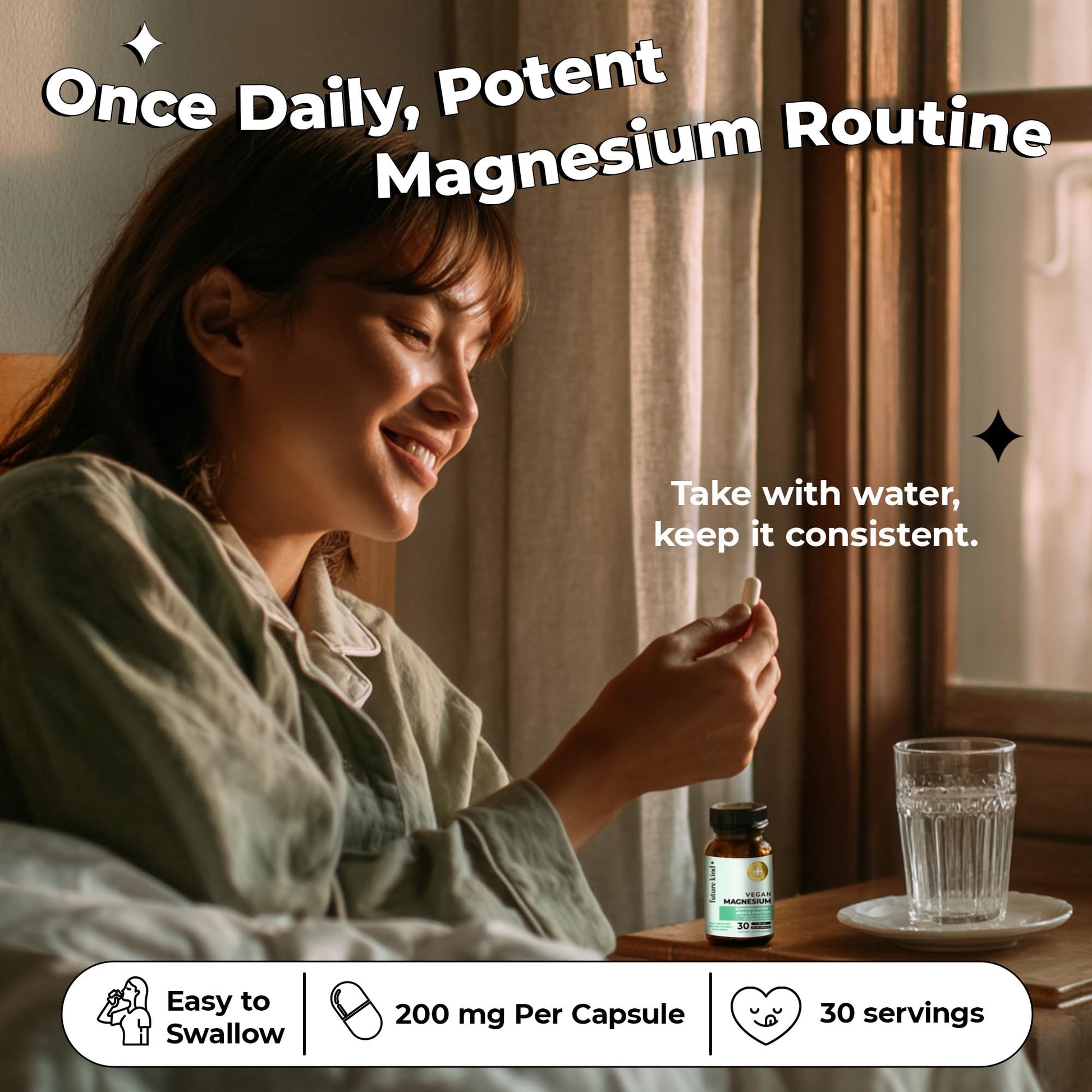 Future Kind Magnesium Glycinate, Supports Muscle and Nerve Function, High Absorption Chelated Magnesium Supplement, Nightly Calm, Energy & Metabolism, Highly Bioavailable & Potent - 30 Vegan Capsules Future Kind uk supplements