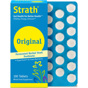 Strath Nutritional Yeast Tablets - Vegetarian, Lactose Free, Artificial Additive Free - Digestive Support, Nutrient Absorption - Unflavored Daily Supplement - Prebiotic and Postbiotic Bio-Strath uk supplements