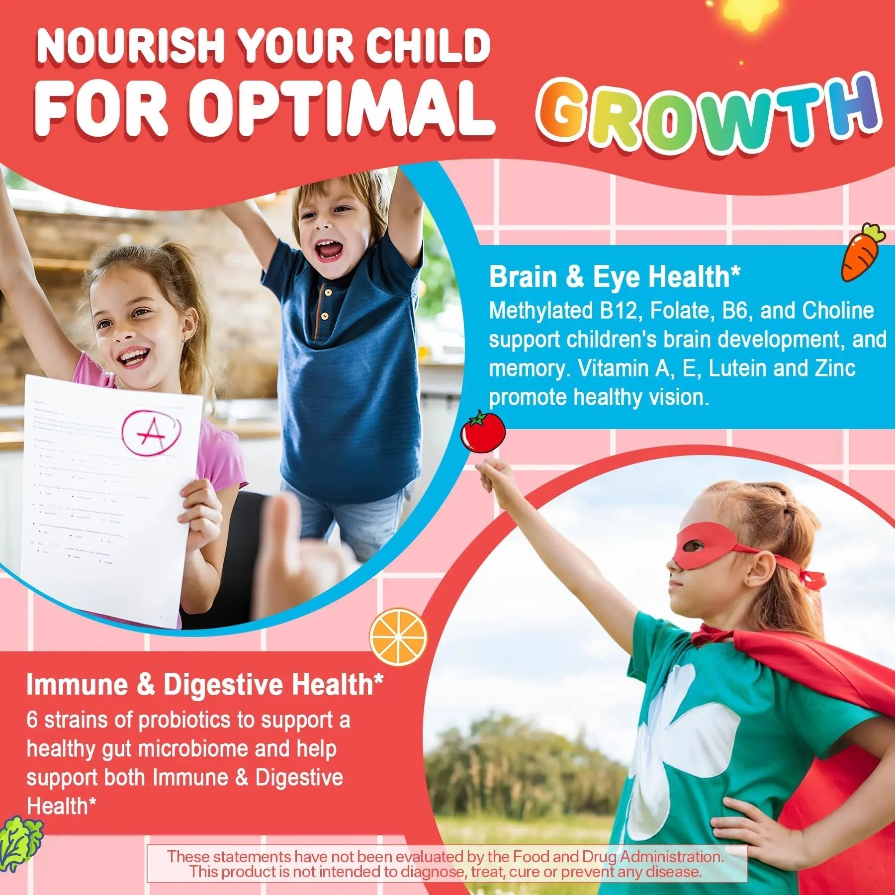 Kids Multivitamin Gummies + Calcium, Probiotics, Vitamin D3, C, Methylated B12 & Methylfolate, B6, A, K2, E, Zinc NEVISS uk supplements