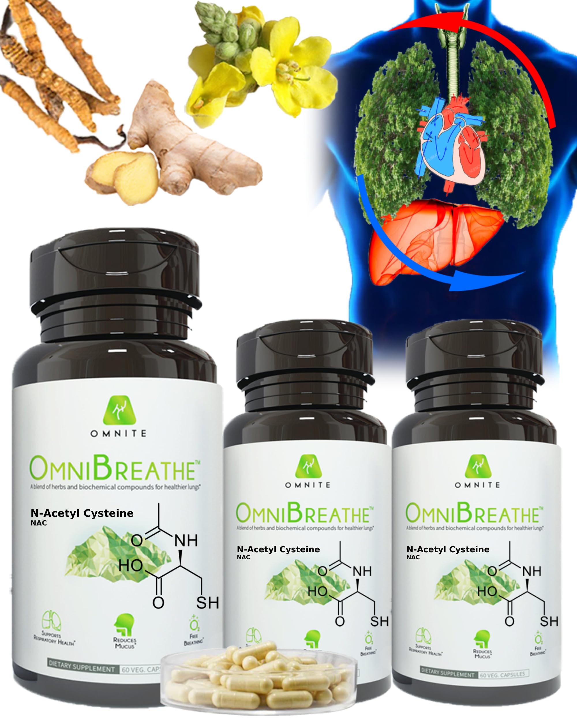 OmniBreathe for Lung Cleanse Detox Respiratory Wellness - Help Reduce Mucus & Cough for All Kinds Omnite uk supplements