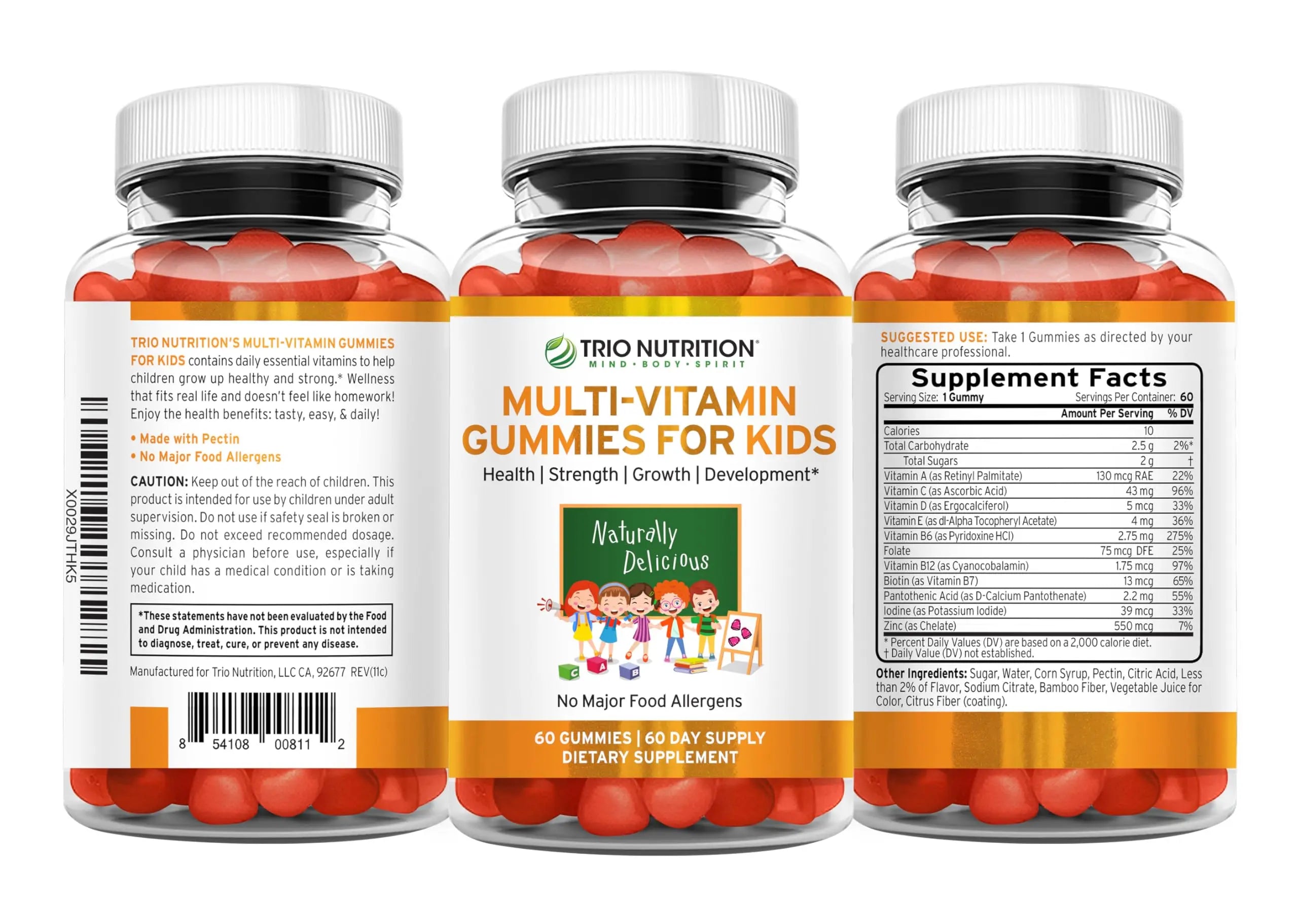 TRIO NUTRITION Premium Kids Multivitamin Gummies with Vitamin C & Zinc for Immune & Energy Support | TRIO NUTRITION uk supplements