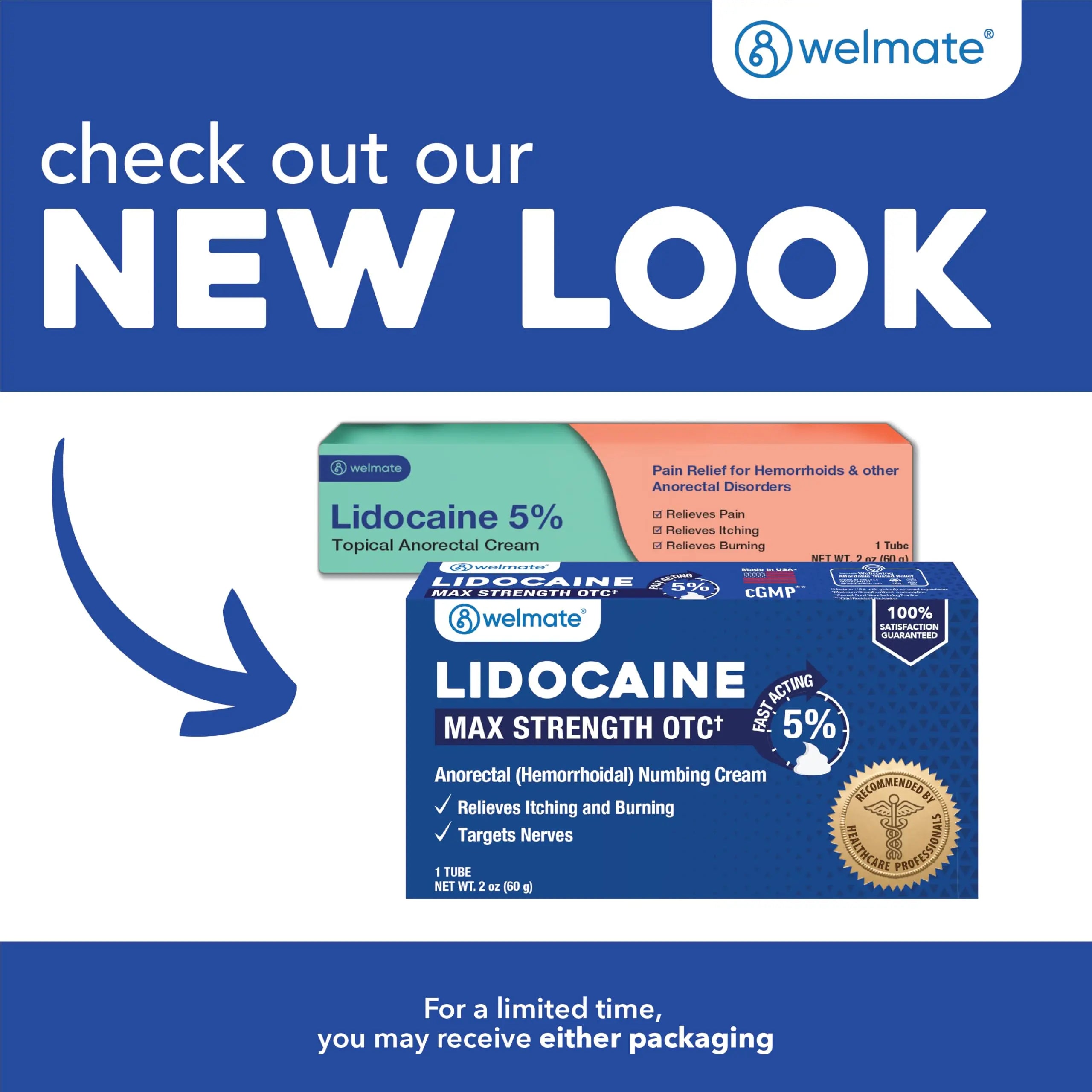 WELMATE 5% Lidocaine Cream for Hemorrhoids – Fast-Acting Lidocaine Numbing Cream & Topical Analgesic Cream for Anorectal Itch Relief, Unscented, Child Resistant Packaging 2 oz (60g) WELMATE uk supplements