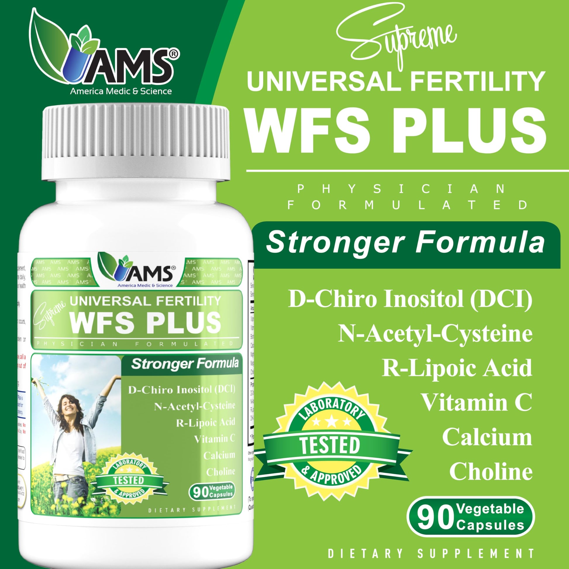 America Medic & Science WFS Plus Fertility Supplements for Women (90 Capsules) Supports Ovulatory Health | Natural Preconception Vitamins, Reproductive Aid, with D-Chiro Inositol, DHA |15-Day Supply. America Medic & Science uk supplements