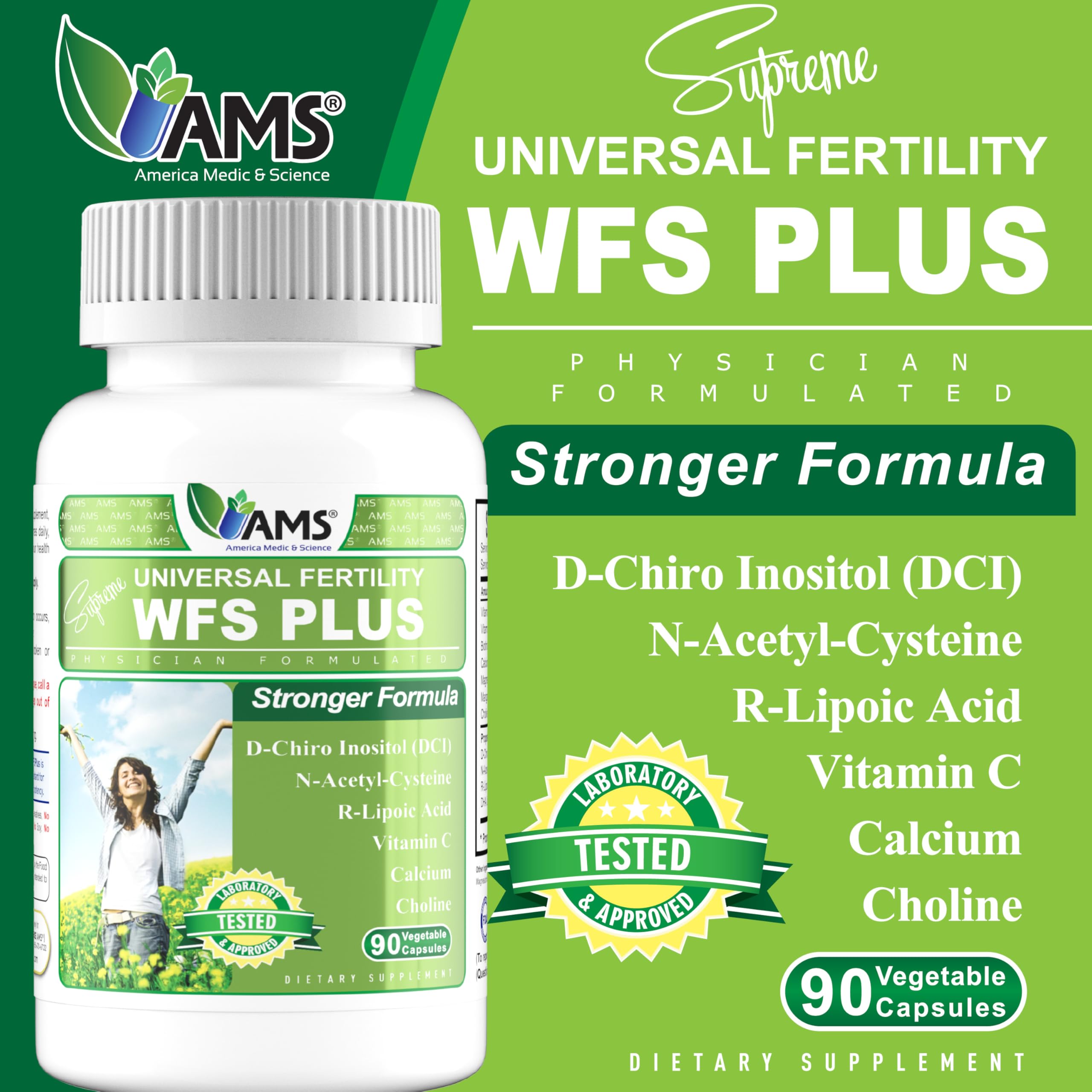 America Medic & Science WFS Plus Fertility Supplements for Women (90 Capsules) Supports Ovulatory Health | Natural Preconception Vitamins, Reproductive Aid, with D-Chiro Inositol, DHA |15-Day Supply. America Medic & Science uk supplements