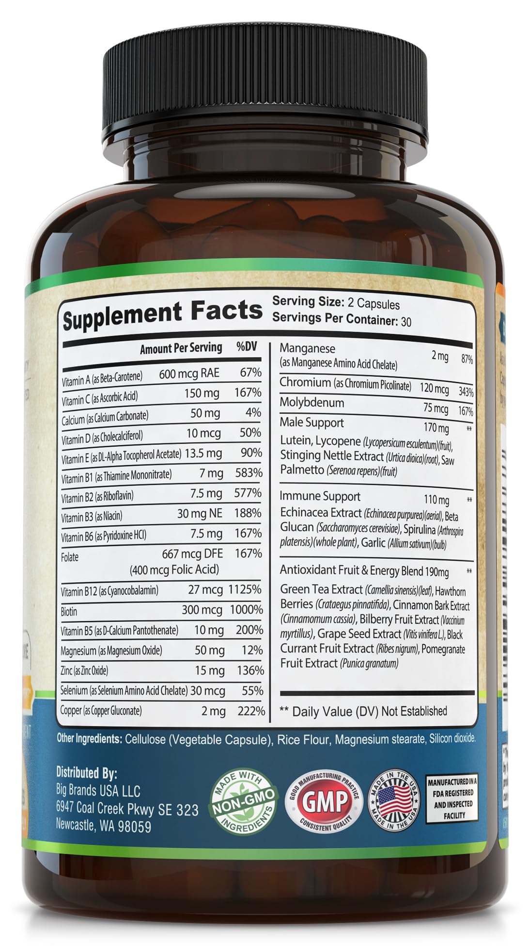 Whole World Wellness Mens Daily Multivitamin Multimineral Supplement for Energy, Focus, Stamina & Performance. Made for Men with 30+ Nutrients, Fruit & Energy Blend. Mens Vitamins, Made in The USA. WHOLE WORLD WELLNESS uk supplements