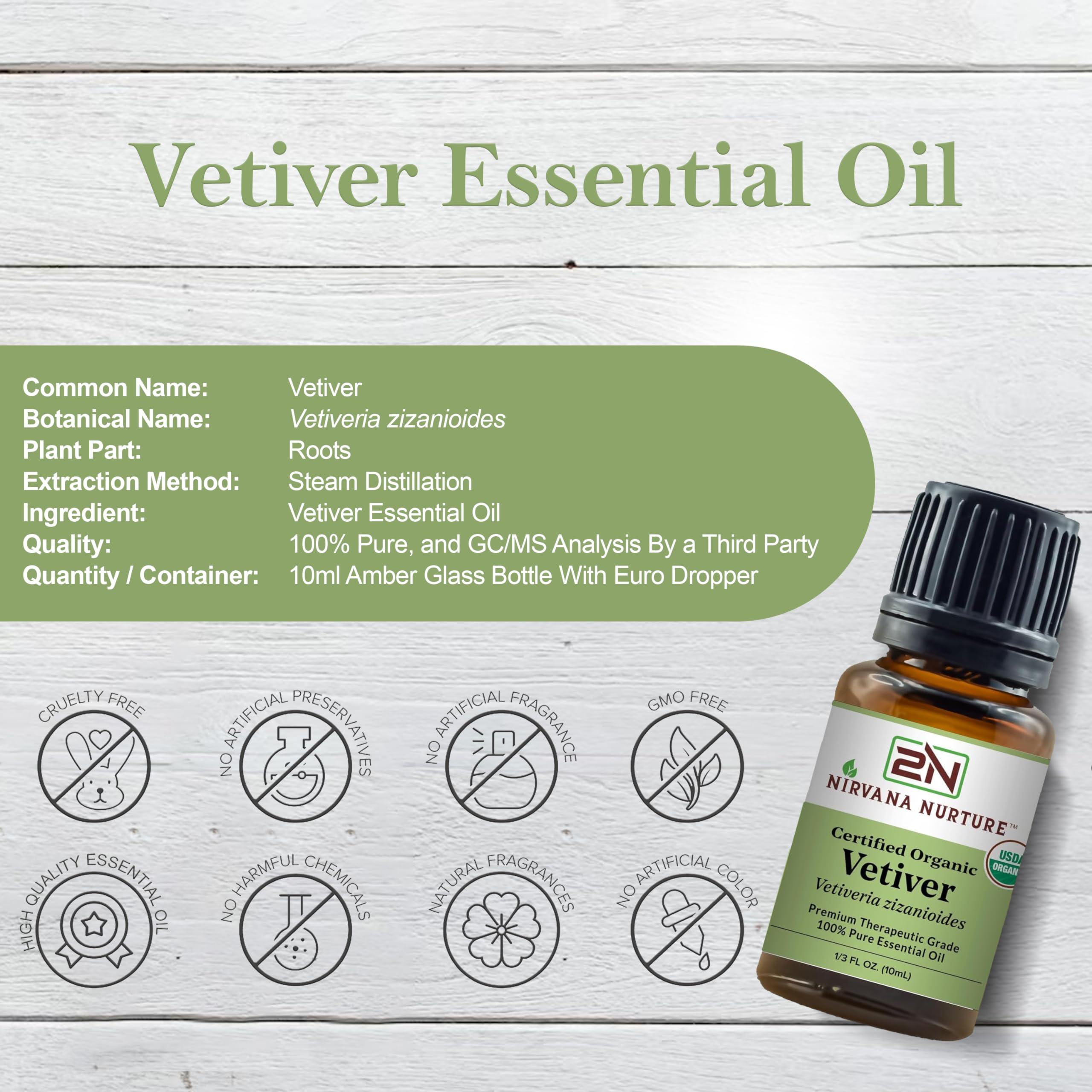 Nirvana Nurture Vetiver Essential Oil USDA Certified Organic 100% Pure Premium Therapeutic Grade Nirvana Nurture uk supplements